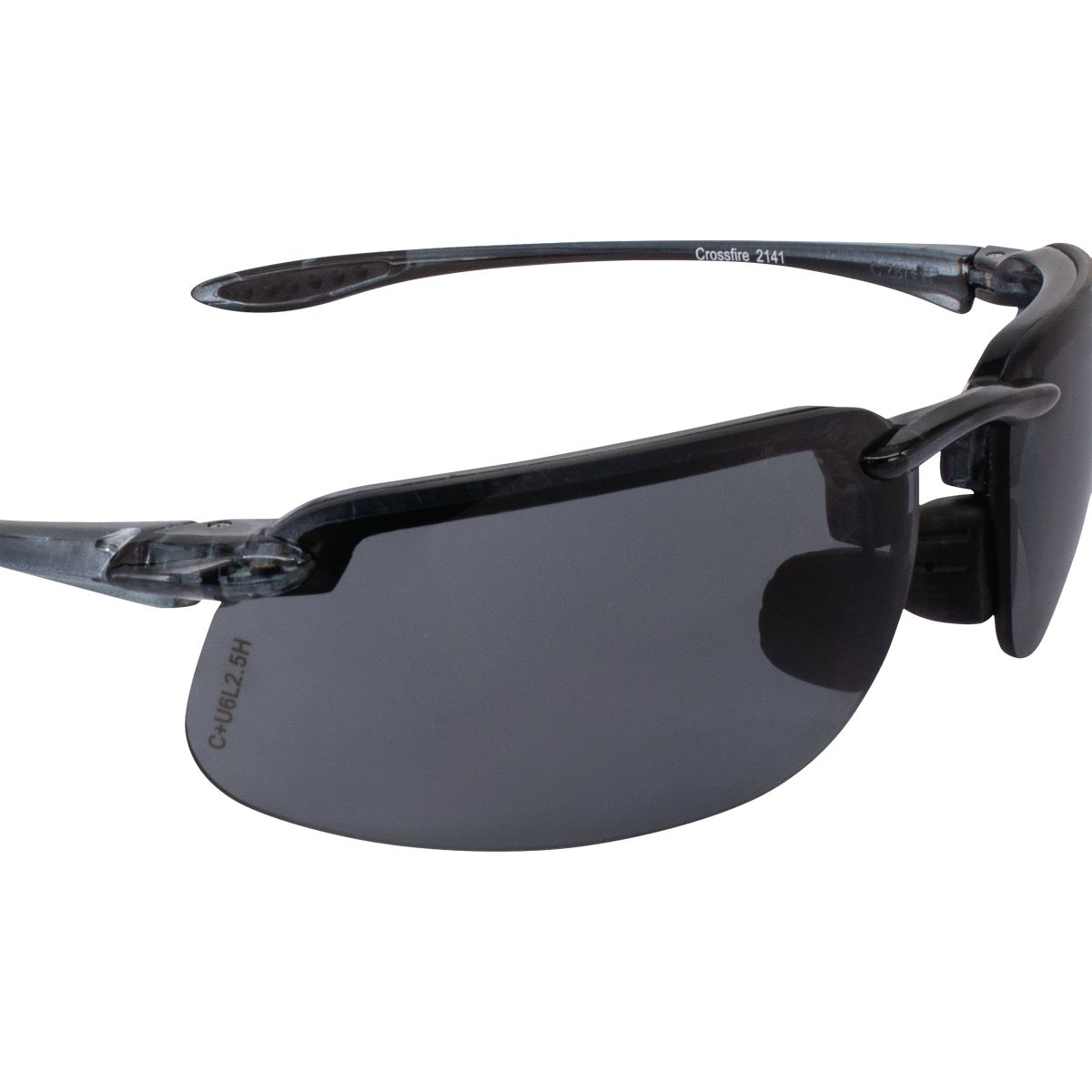Crossfire ES4 Premium Crystal Black Frame Safety Glasses with Smoke Lens Image 4