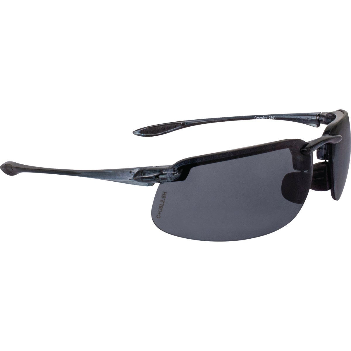 Crossfire ES4 Premium Crystal Black Frame Safety Glasses with Smoke Lens