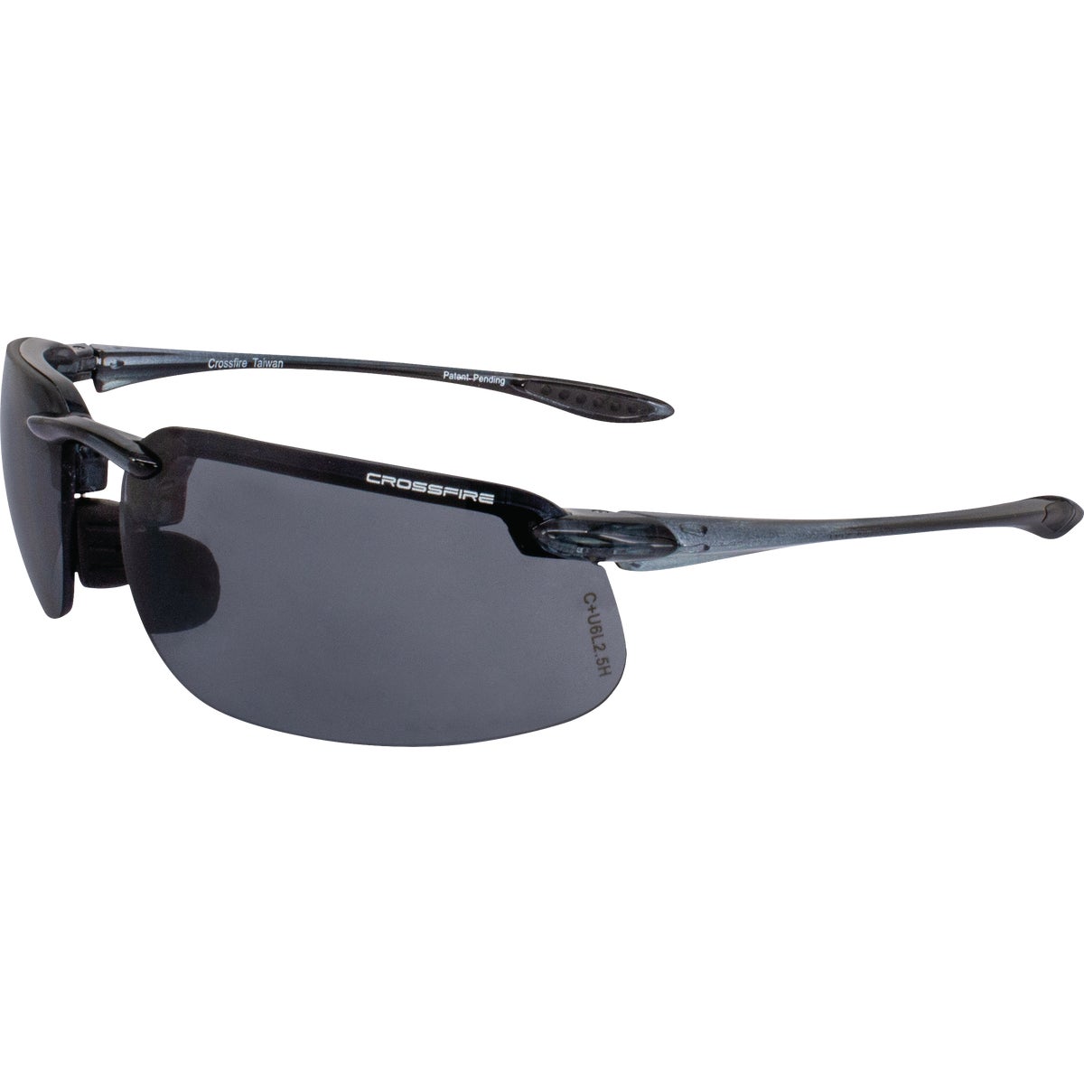Crossfire ES4 Premium Crystal Black Frame Safety Glasses with Smoke Lens Image 2