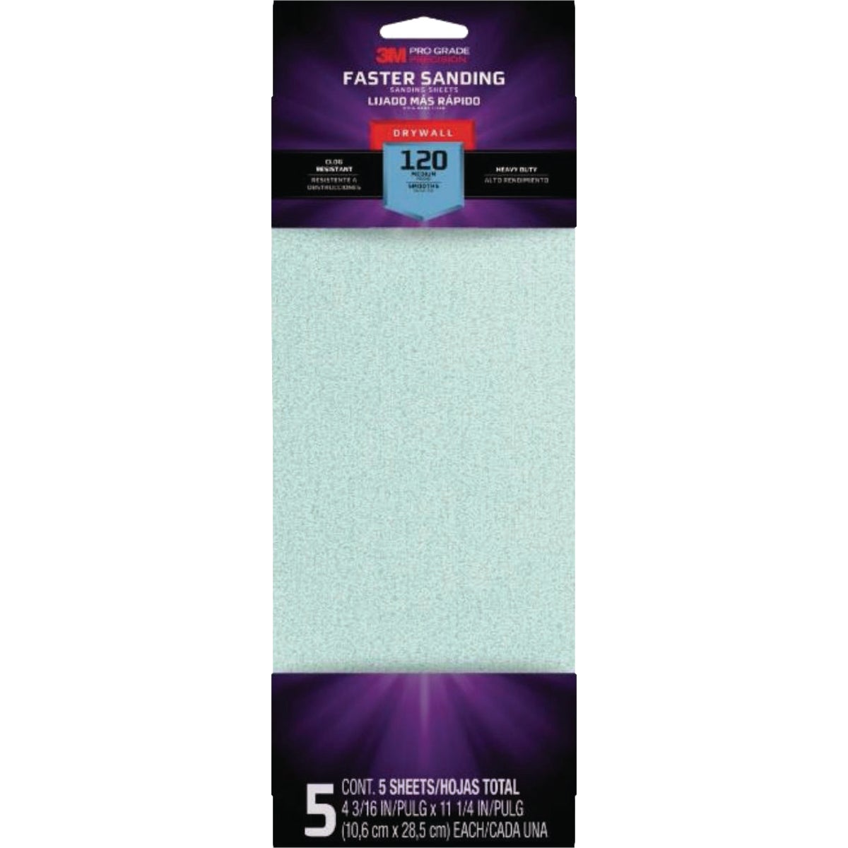 3M Pro Grade Precision Faster 4-3/16 In. x 11-1/4 In. 120 Grit Sanding Drywall Sanding Sheet (5-Pack)