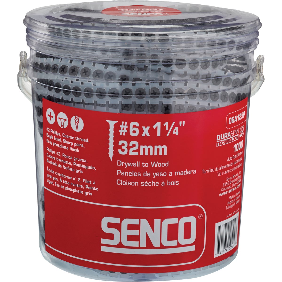 Senco DuraSpin #6 x 1-1/4 In. Phillips Bugle Head Collated Drywall Screw, Phospate Finish (1000 Ct.) Image 2