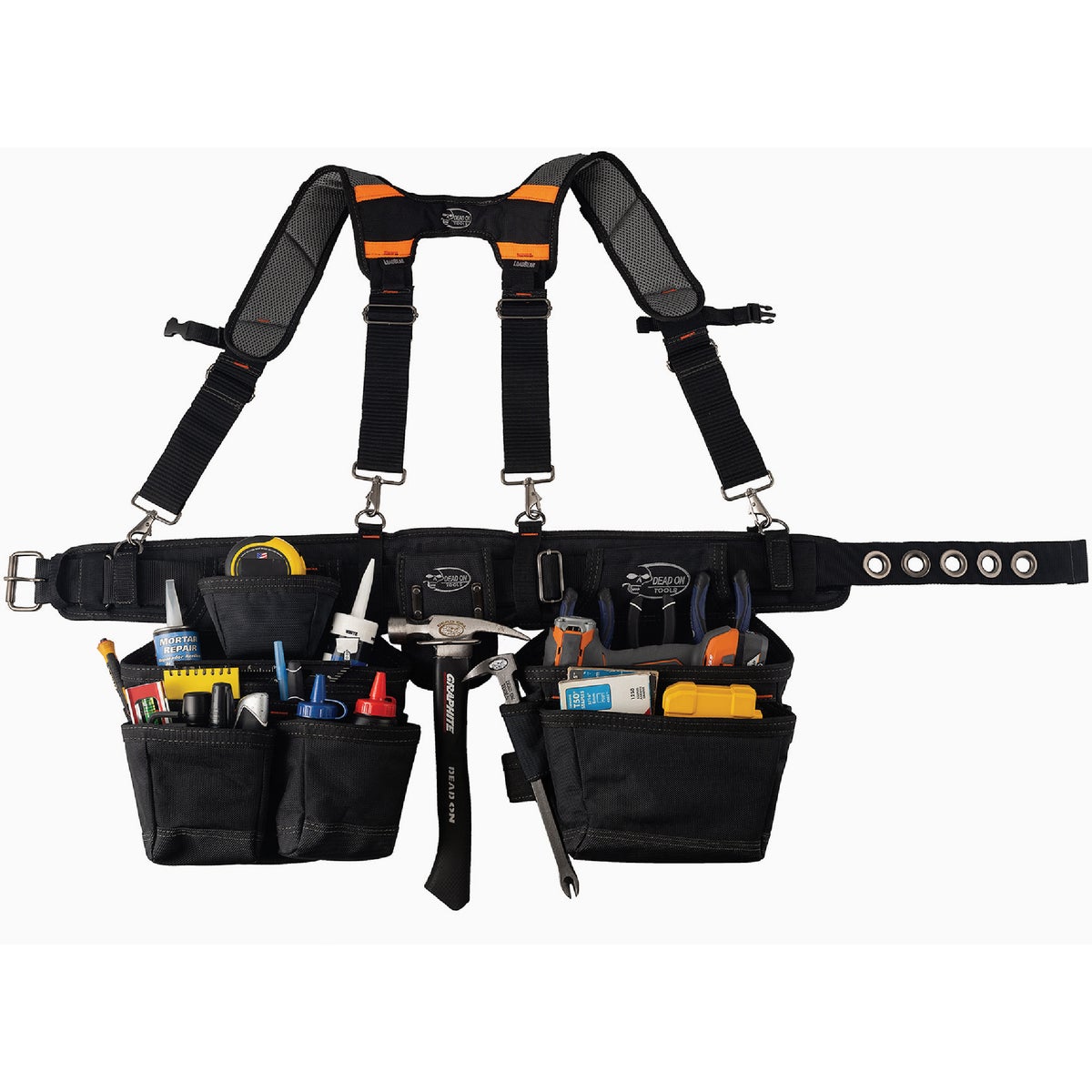 Dead On 2-Pouch Professional Carpenter's Tool Belt with Suspenders Image 3