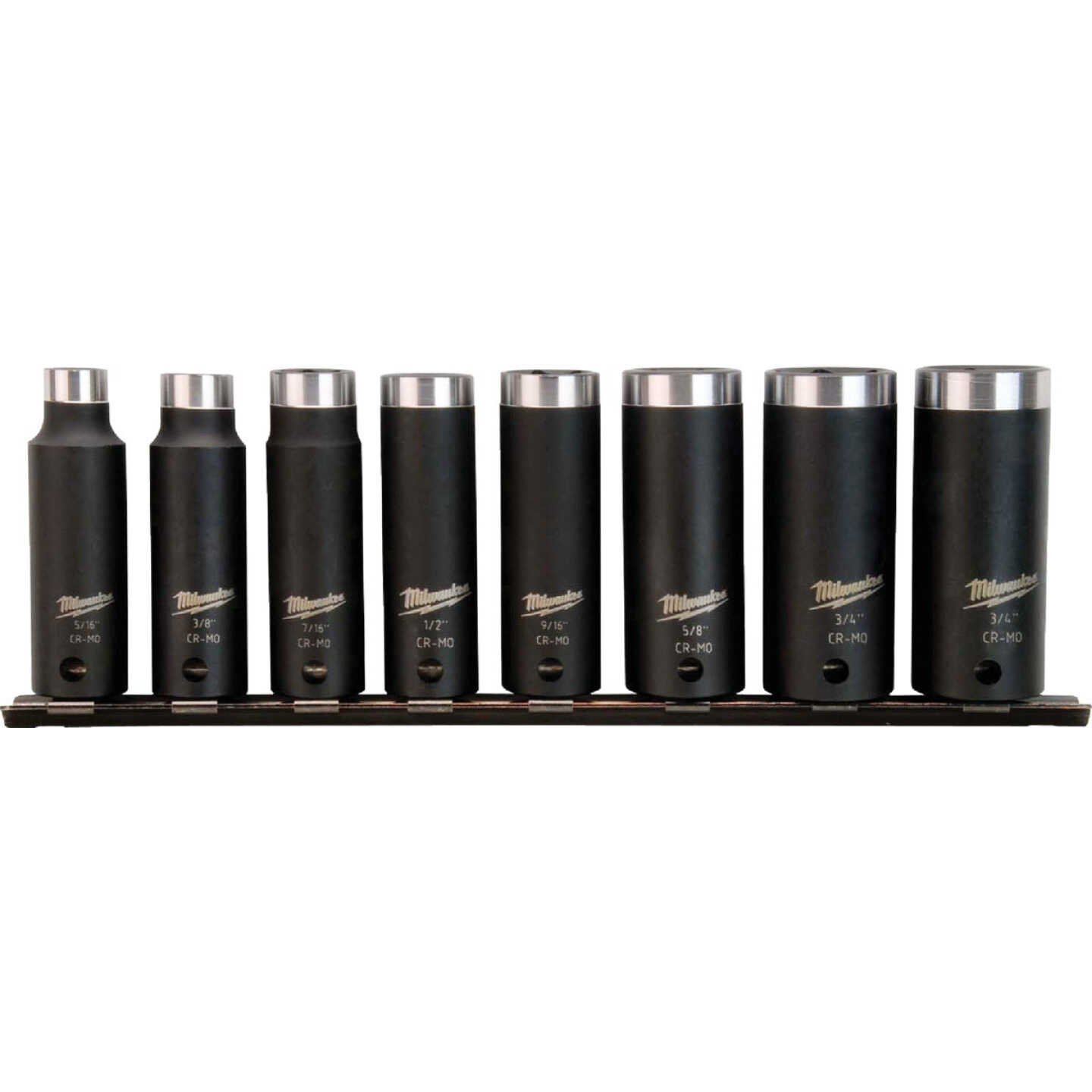 Milwaukee SHOCKWAVE Standard 3/8 In. Drive 6-Point Deep Impact Driver Set (8-Piece) Image 1