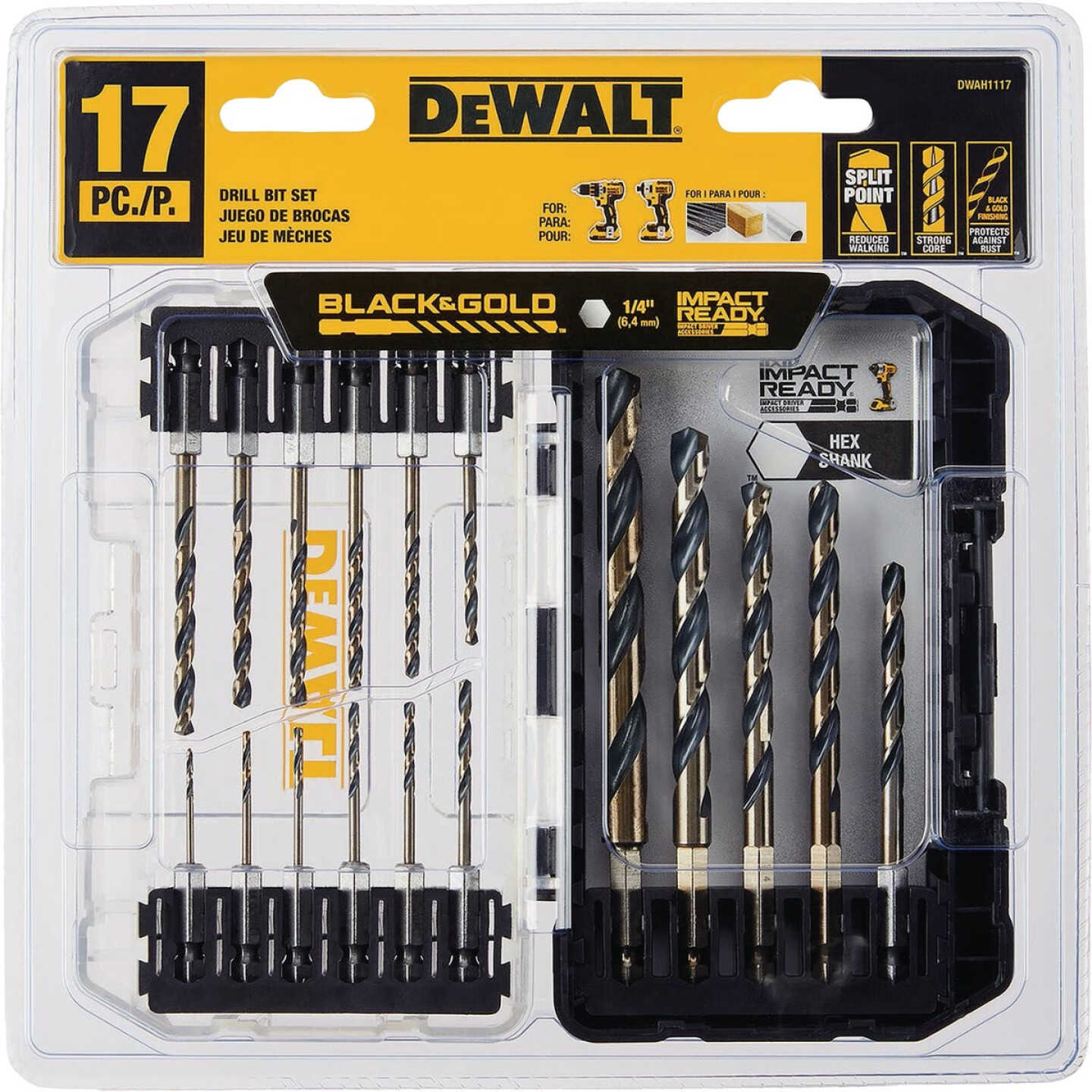 DeWalt Black & Gold Impact Ready High Speed Steel Hex Shank Drill Bit Set (17-Piece) Image 1