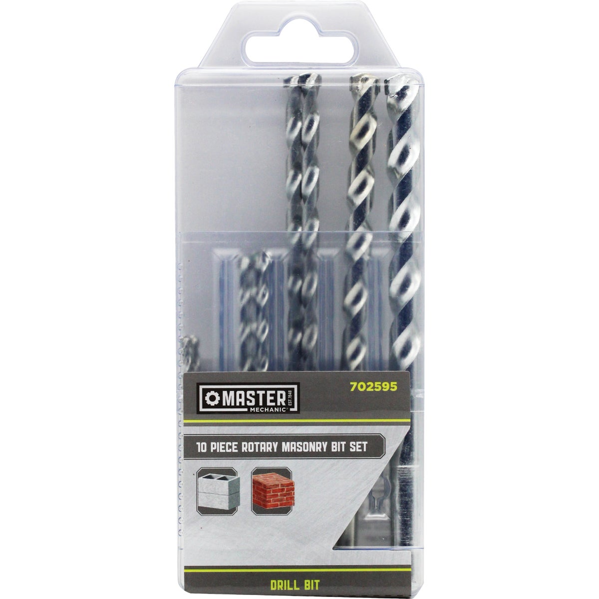 Master Mechanic Carbide-Tipped Rotary Masonry Drill Bit Set (10-Piece)