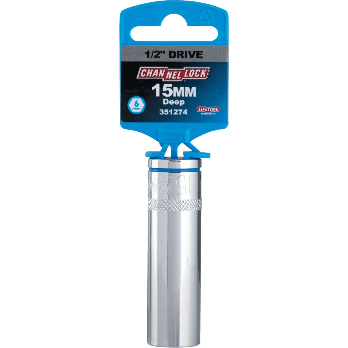 Channellock 1/2 In. Drive 15 mm 6-Point Deep Metric Socket Image 2