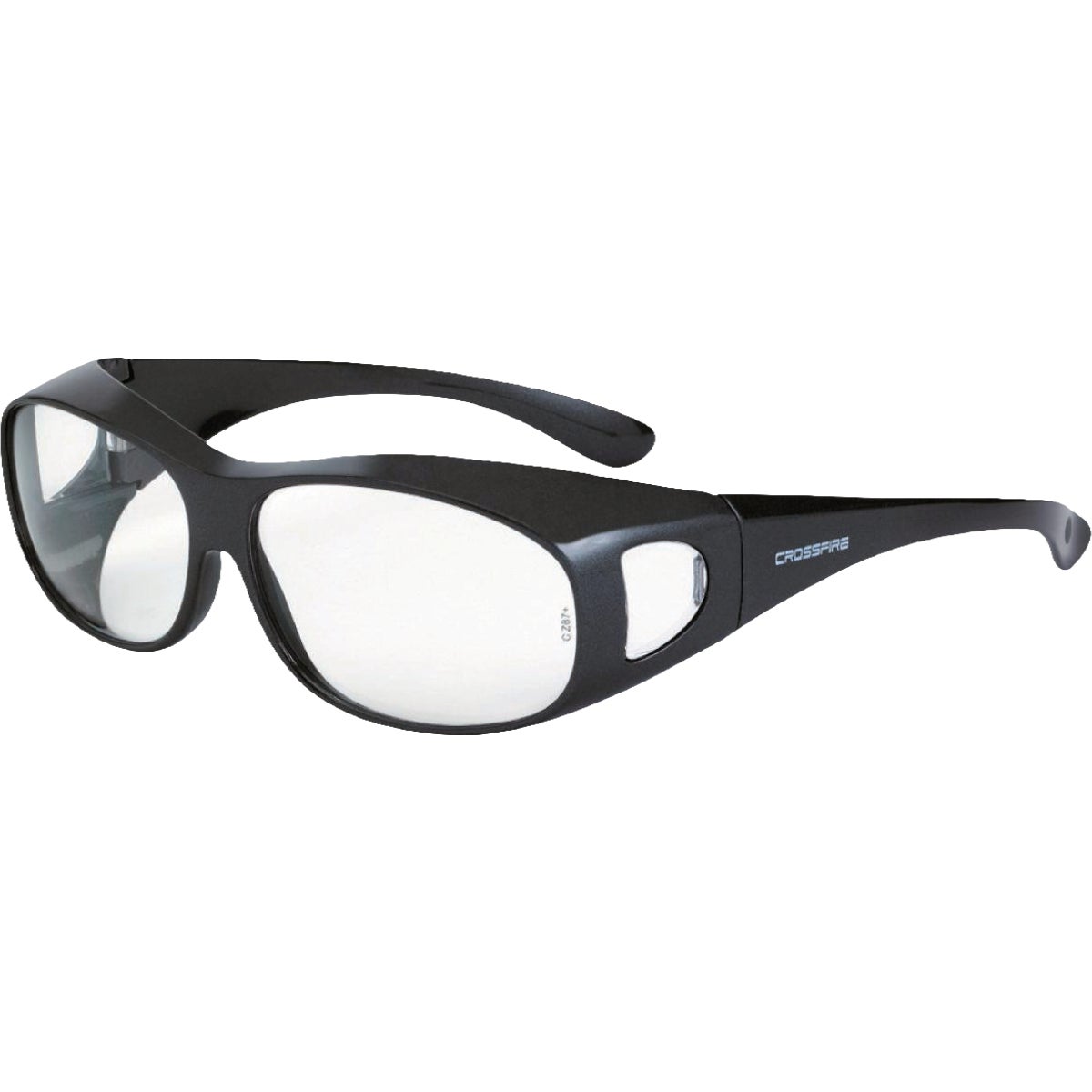 Crossfire OG3 Over the Glass Large Shiny Pearl Gray Frame Safety Glasses with Clear Lens Image 1