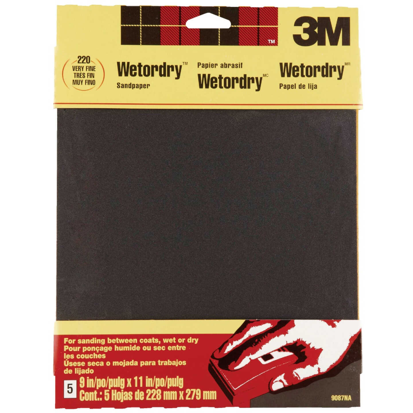 3M Wetordry 9 In. x 11 In. Very Fine Sandpaper, 220 Grit (5-Pack) Image 1