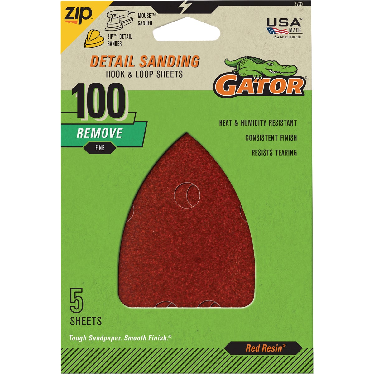 Gator 3.5 In. x 5 In. 60-Grit Mouse Sandpaper Sheet (5-Pack)