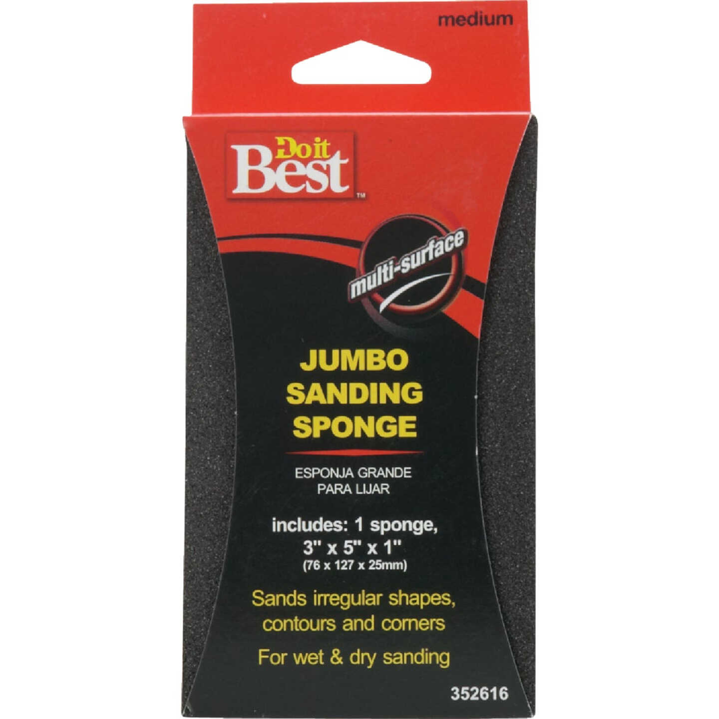 Do it Best Jumbo All-Purpose 3 In. x 5 In. x 1 In. 80 Grit Medium Sanding Sponge Image 1