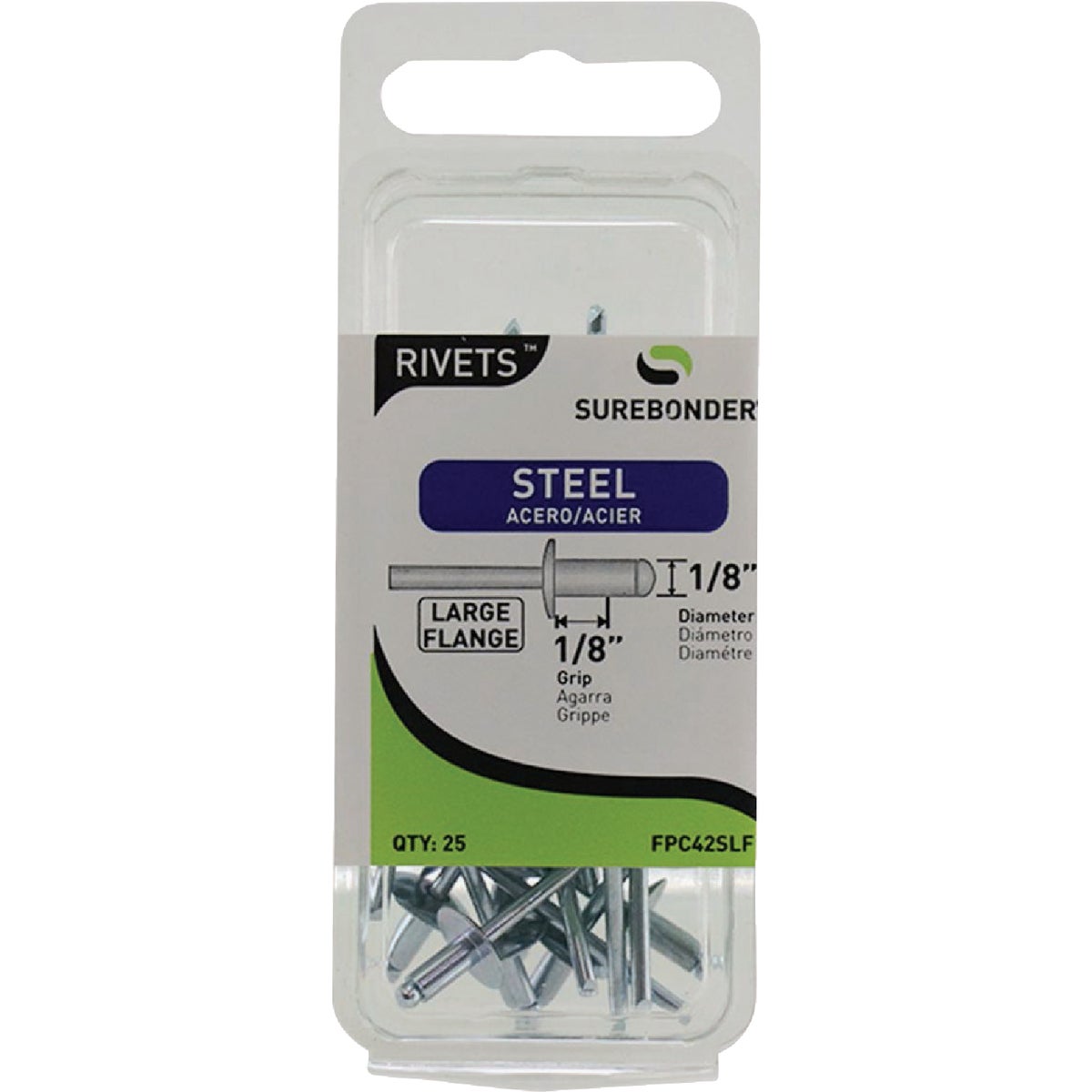 Surebonder 1/8 In. x 1/8 In. Large Flange Steel Rivet (25-Pack)