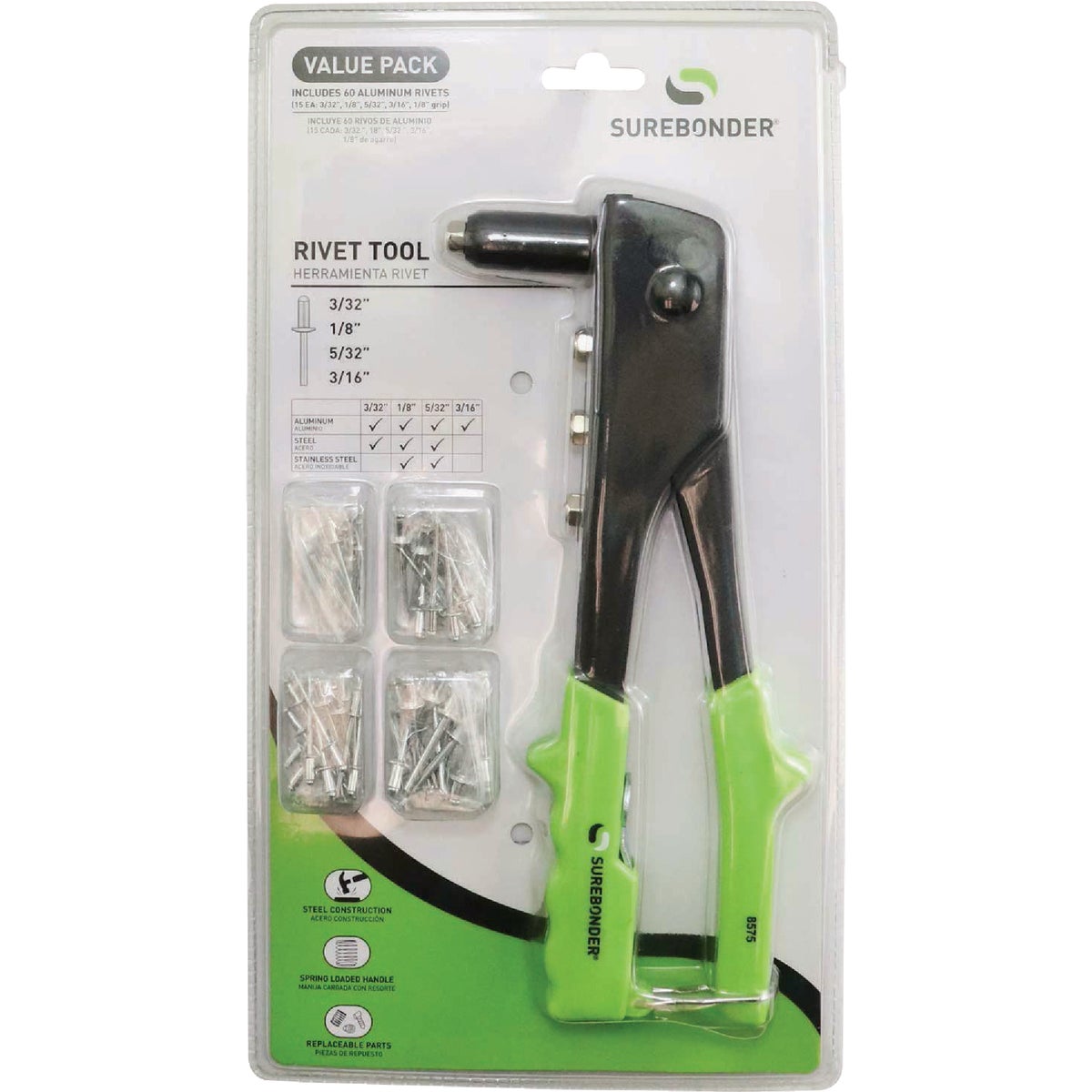 Surebonder Light Duty Rivet Tool Kit with (60) Assorted Rivets Image 4