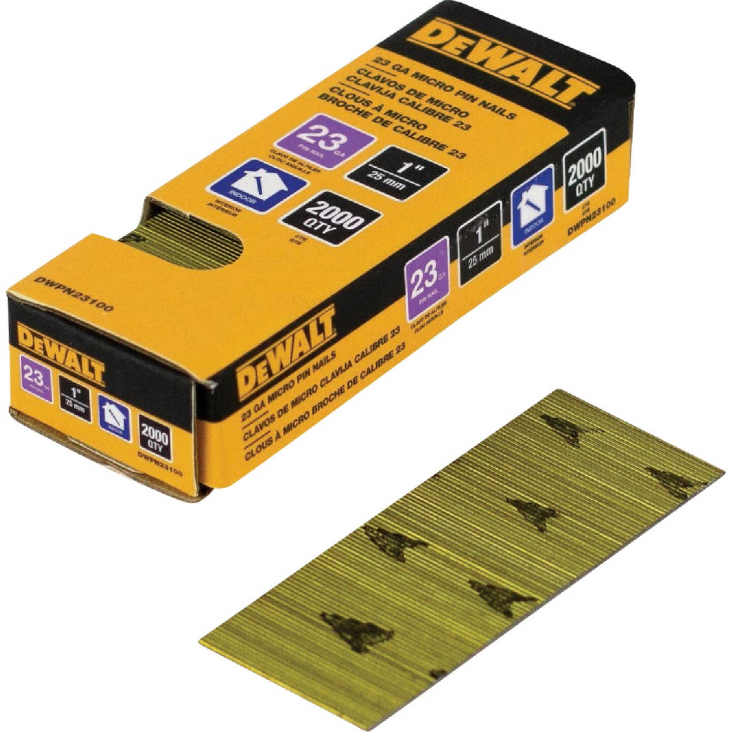 DEWALT 1 In. 23-Gauge Bright Pin Nail (2000 Ct.) Image 1