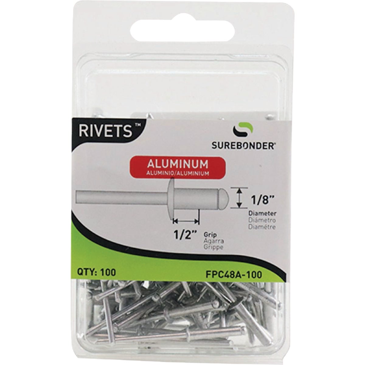 Surebonder 1/8 In. x 1/2 In. Aluminum Rivet (100-Pack)