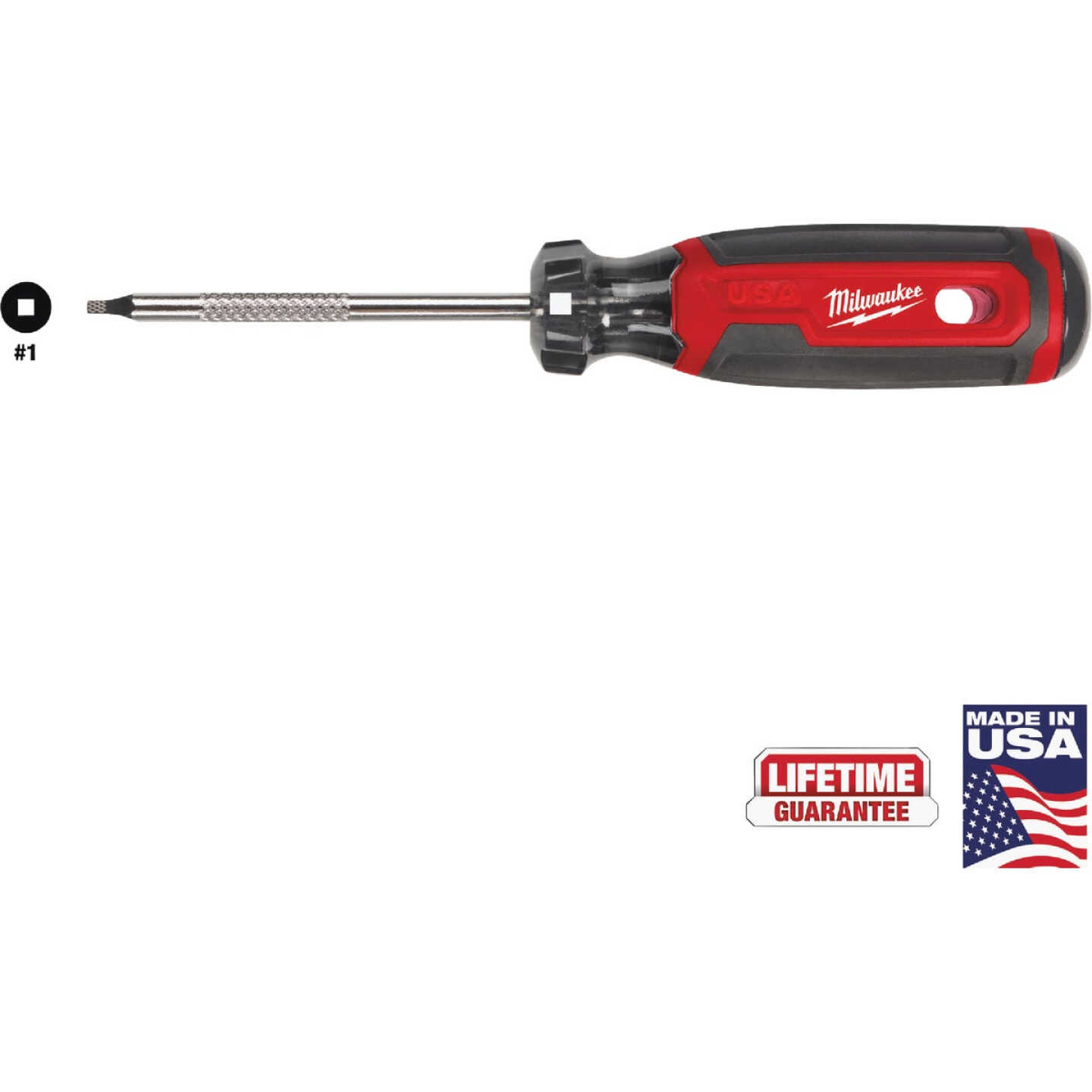Milwaukee #1 x 3 In. Square Recess Cushion Grip Screwdriver (USA) Image 1