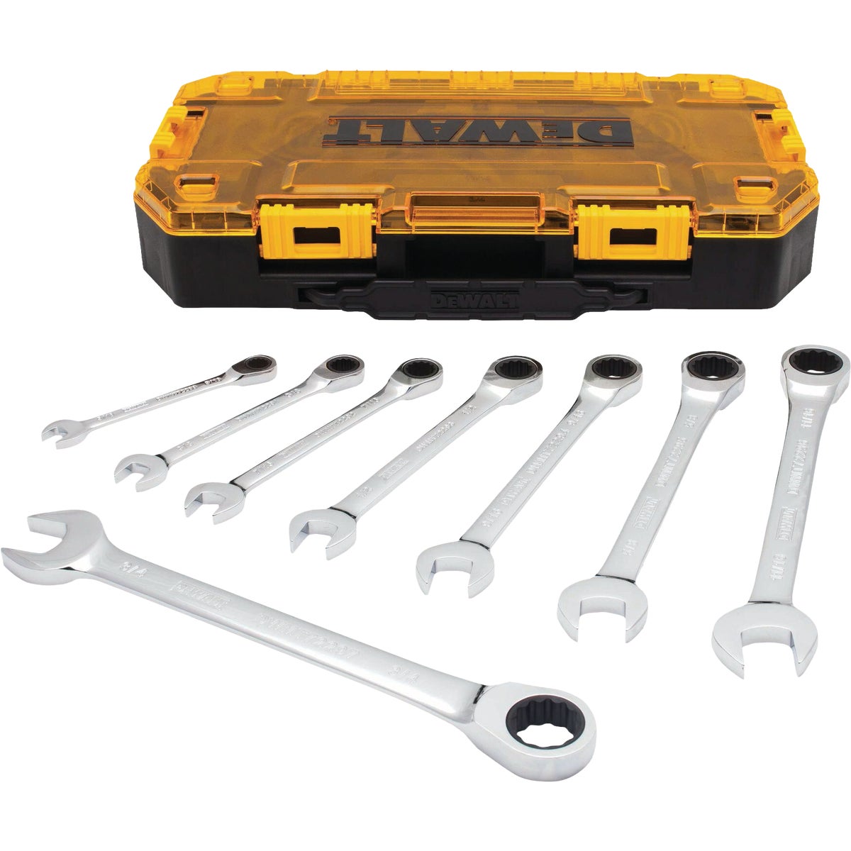 DEWALT Full Polish Ratcheting Combination Wrench Set (8-Piece)
