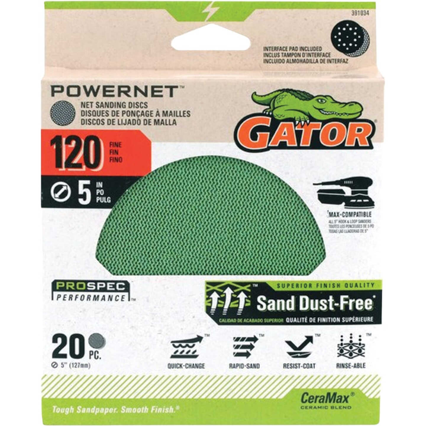 Gator 5 In. 120-Grit Mesh Sanding Disc (20-Pack) Image 1