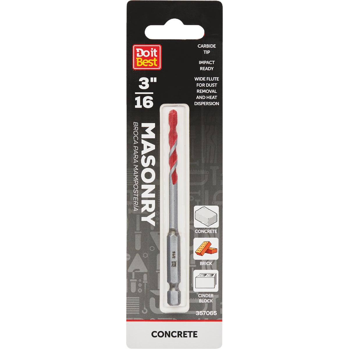 Do it Best 3/16 In. x 4 In. Impact Ready Carbide Masonry Drill Bit Image 1