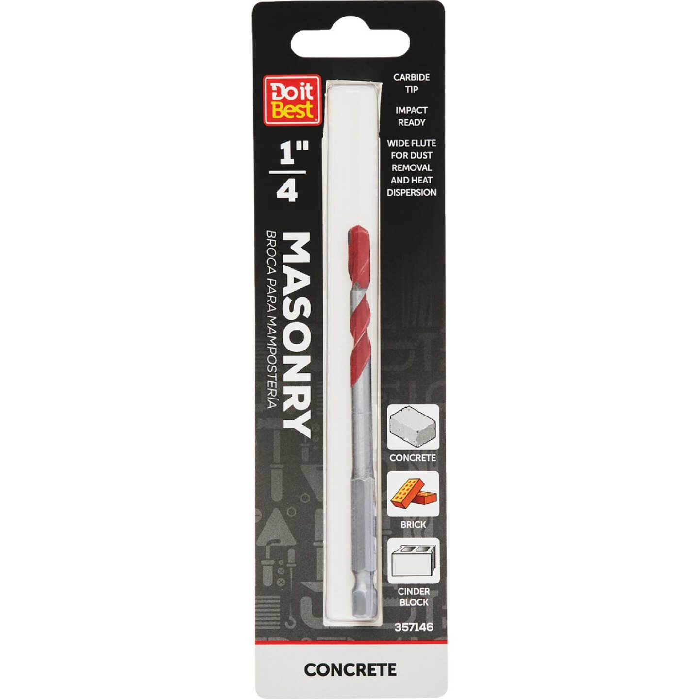 Do it Best 1/4 In. x 4 In. Impact Ready Carbide Masonry Drill Bit Image 1