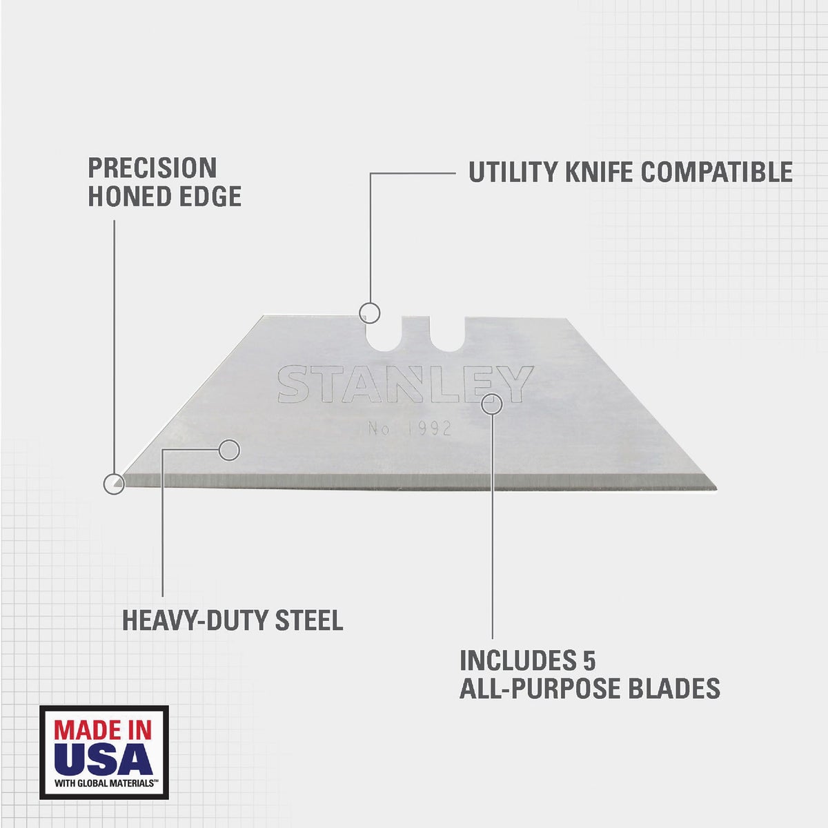 Stanley 2-Point Heavy-Duty 2-7/16 In. Utility Knife Blade (50-Pack) Image 2