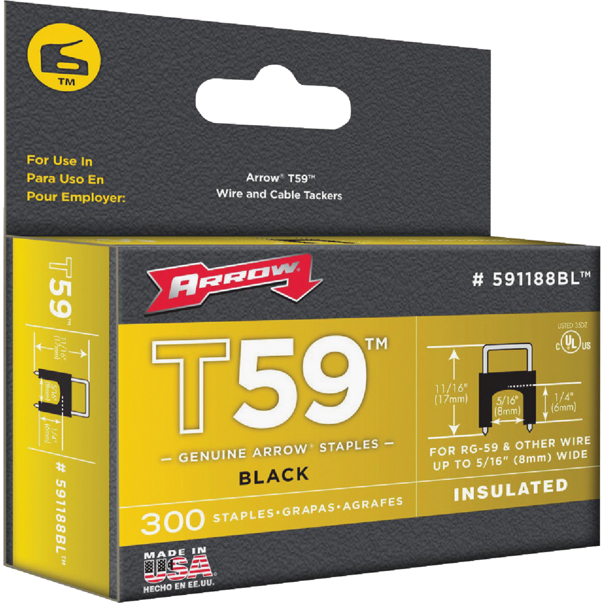 Arrow Insulated Black Cable Staple, 1/4 In. (300-Pack) Image 2