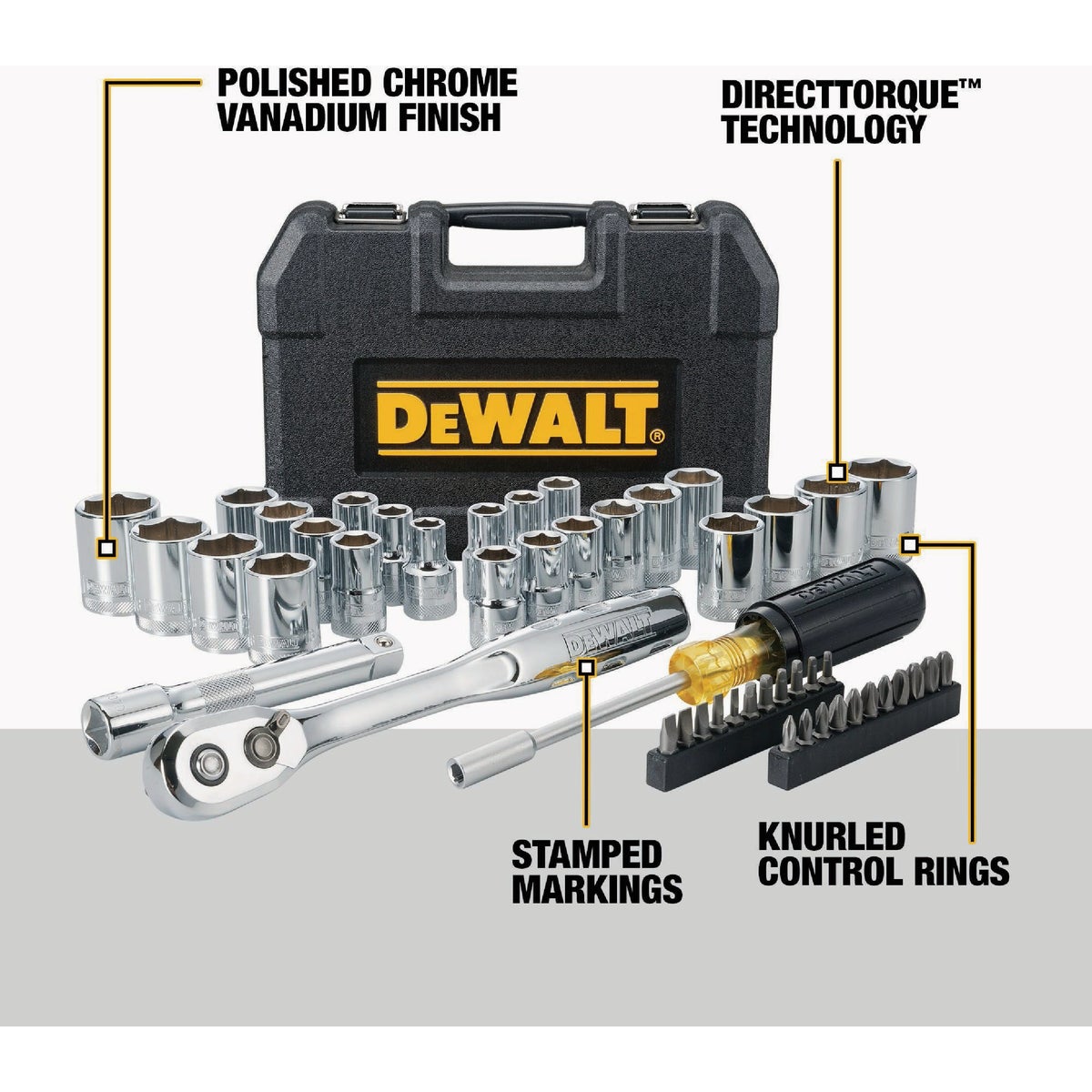 DEWALT 1/2 In. Drive Mechanics Tool Set with Case (49-Piece) Image 4