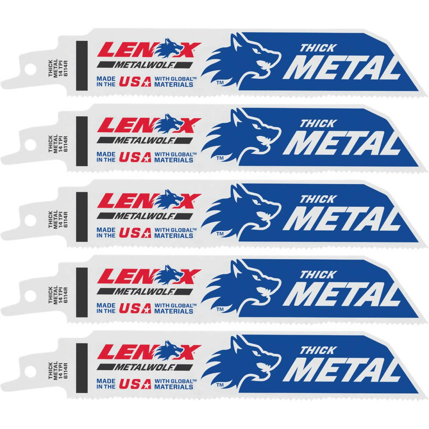 Lenox METALWOLF WAVE EDGE 6 In. 14 TPI Medium Metal Reciprocating Saw Blade (5-Pack) Image 1