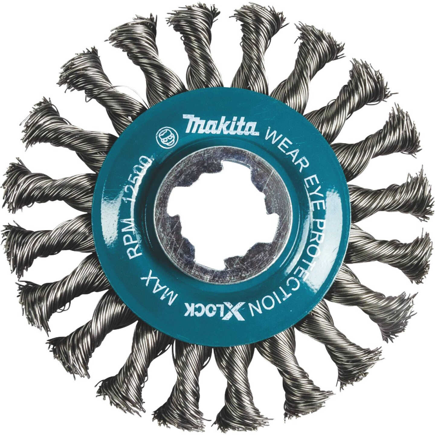 Makita X-LOCK 4-1/2 In. Full Cable Knotted Twist Carbon Steel Angle Grinder Wire Wheel Image 1