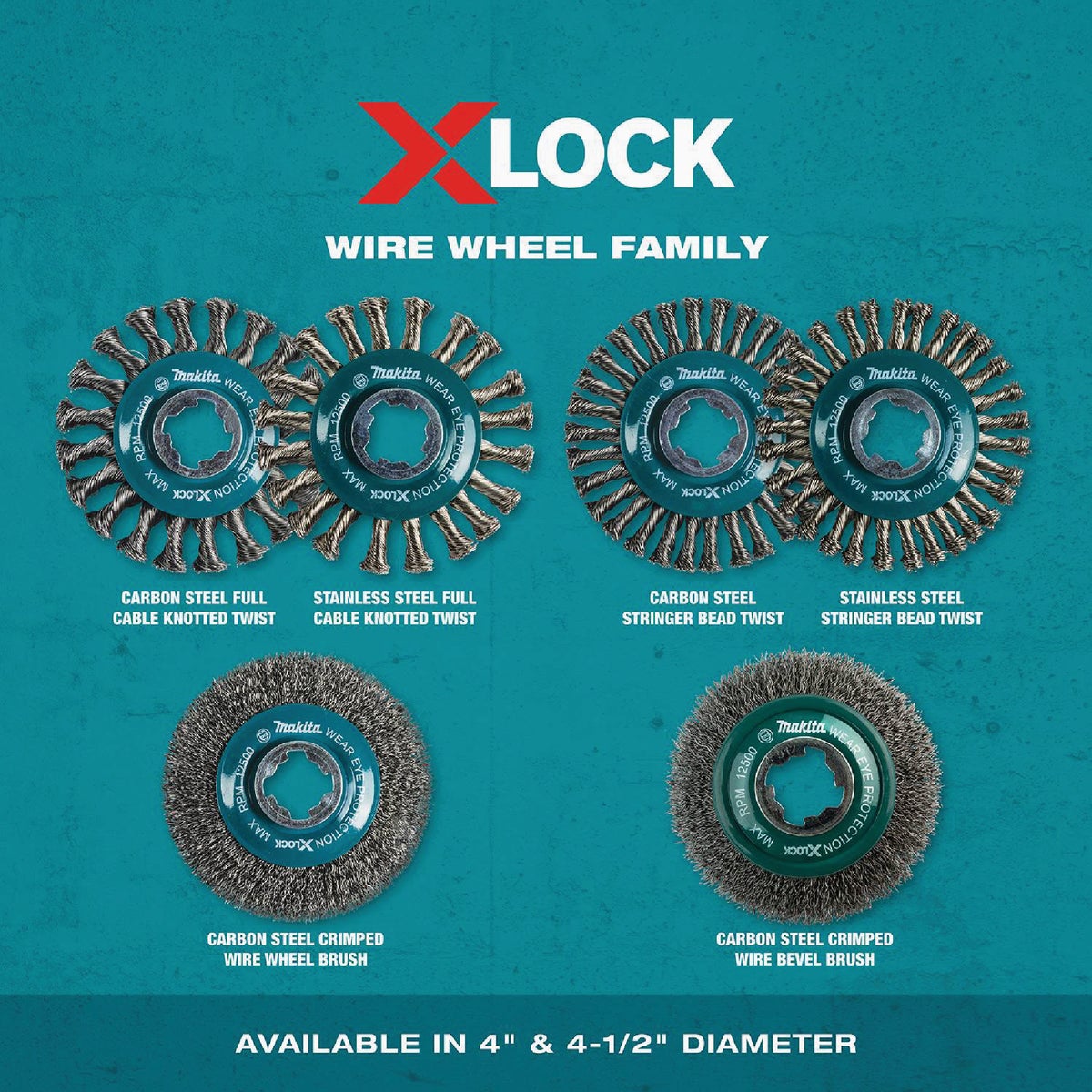 Makita X-LOCK 4-1/2 In. Full Cable Knotted Twist Carbon Steel Angle Grinder Wire Wheel Image 8