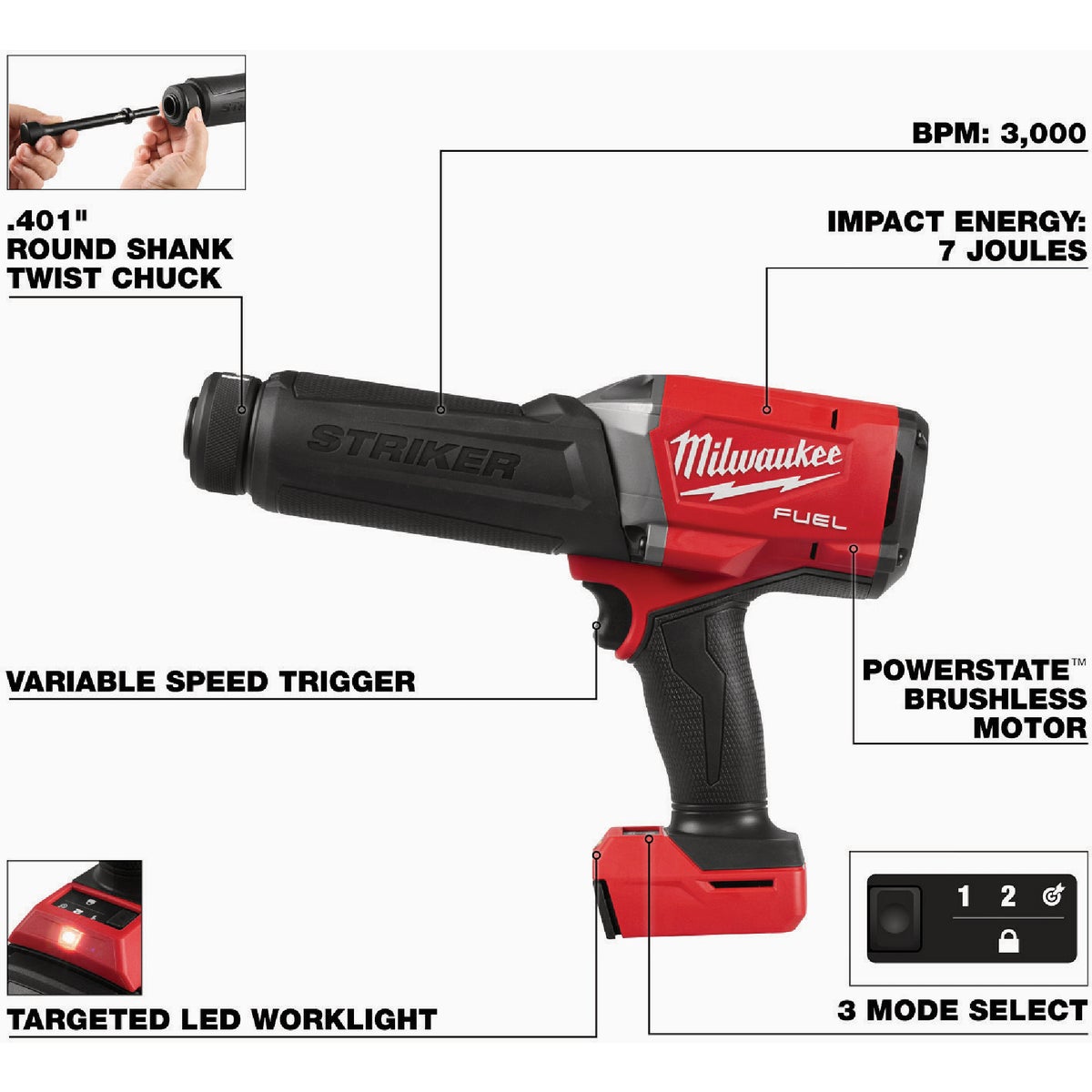 Milwaukee M18 FUEL STRIKER Hammer Chisel Image 6