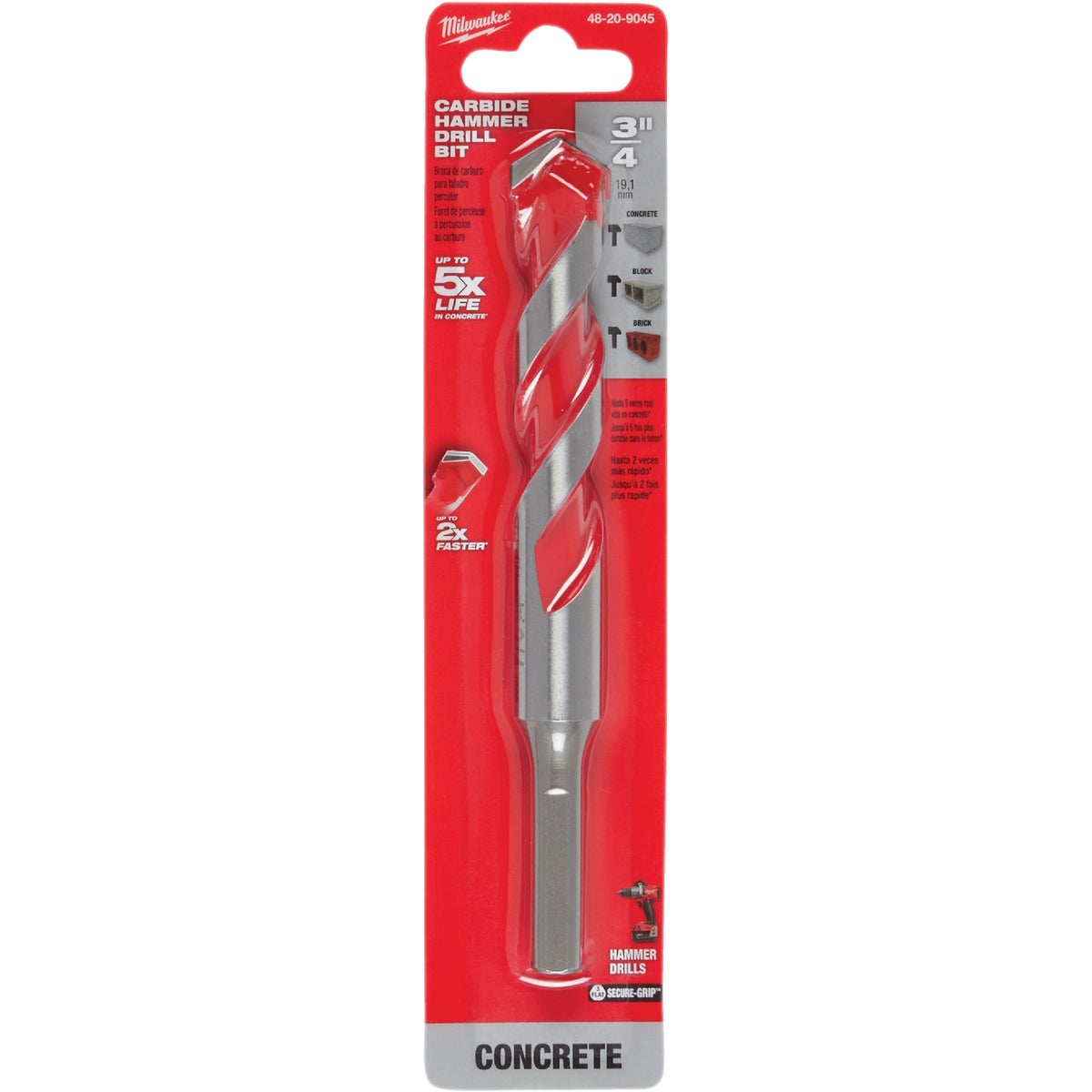 Milwaukee SHOCKWAVE 3/4 In. x 6 In. Impact Duty Masonry Carbide Hammer Drill Bit Image 1