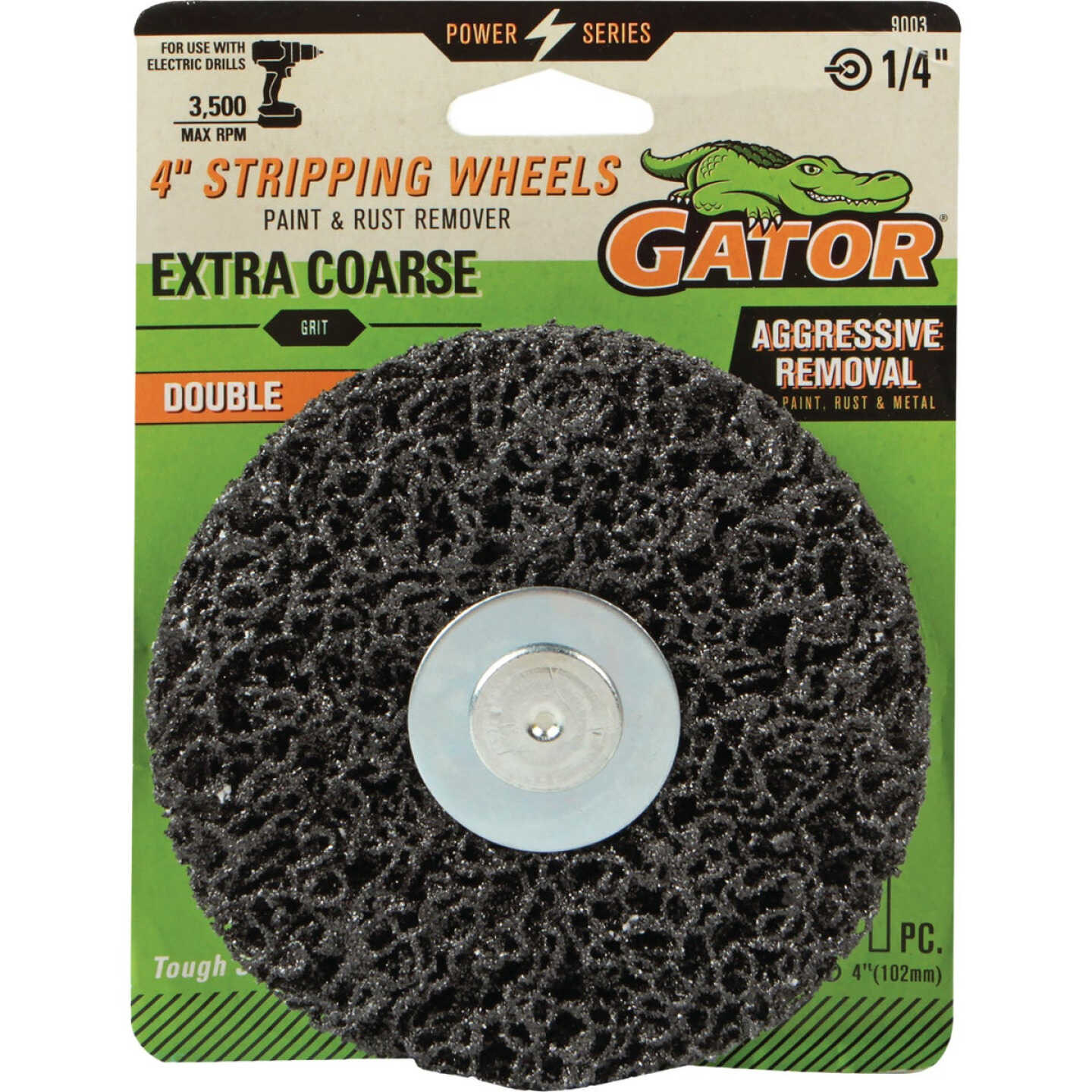 Gator 4 In. Extra Coarse Grit Double Drill-Mount Stripping Wheel Image 1