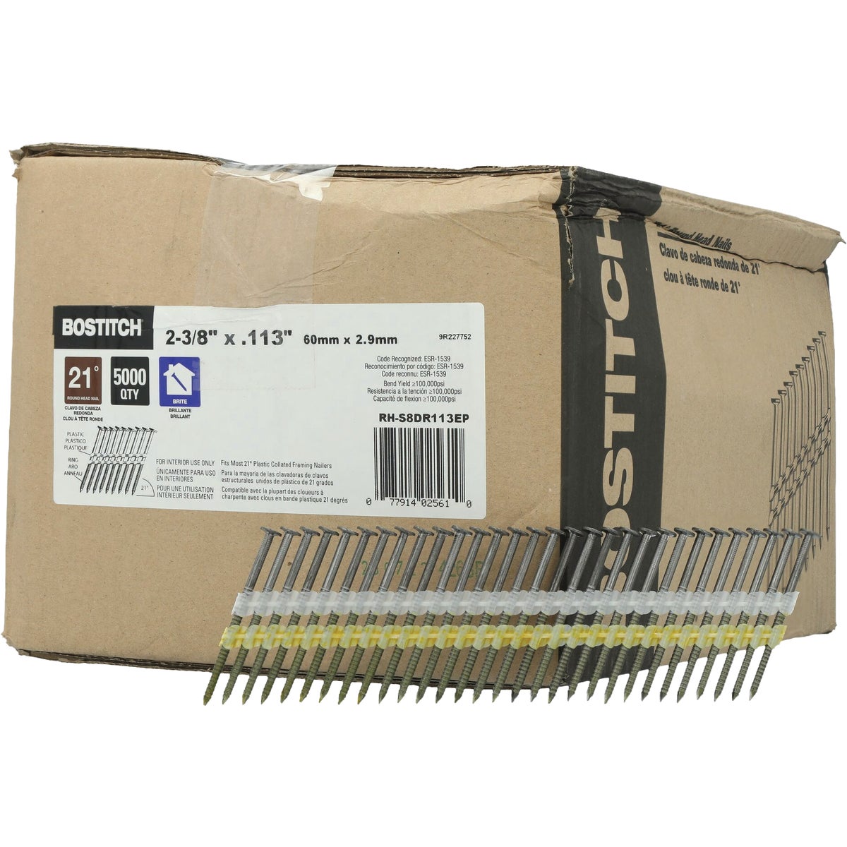 Bostitch 2-3/8 In. x 0.113 In. 21 Deg. Plastic Round Head Collated Framing Nails (5000-Count)
