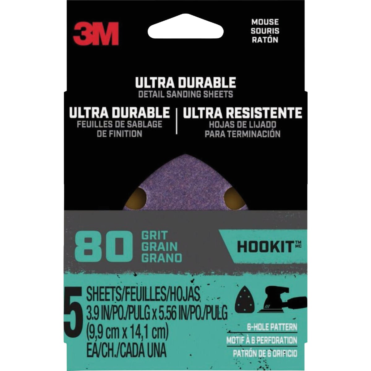 3M Ultra Durable 80-Grit Detail Sanding Sheet (5-Pack)