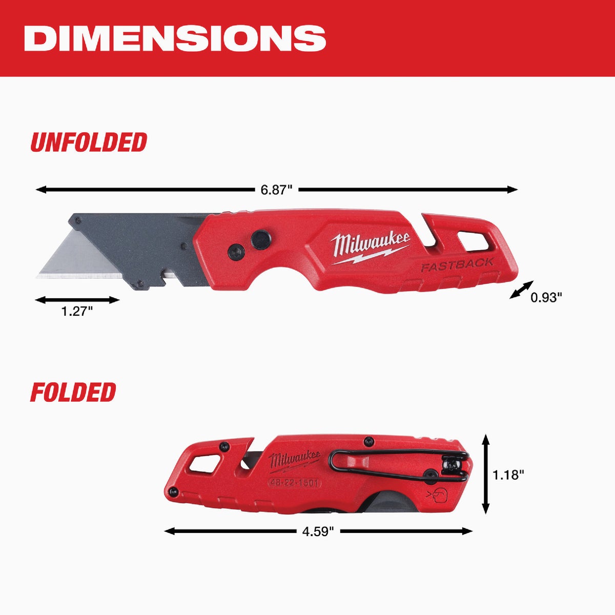 Milwaukee FASTBACK Fixed Folding Steel Utility Knife Image 3