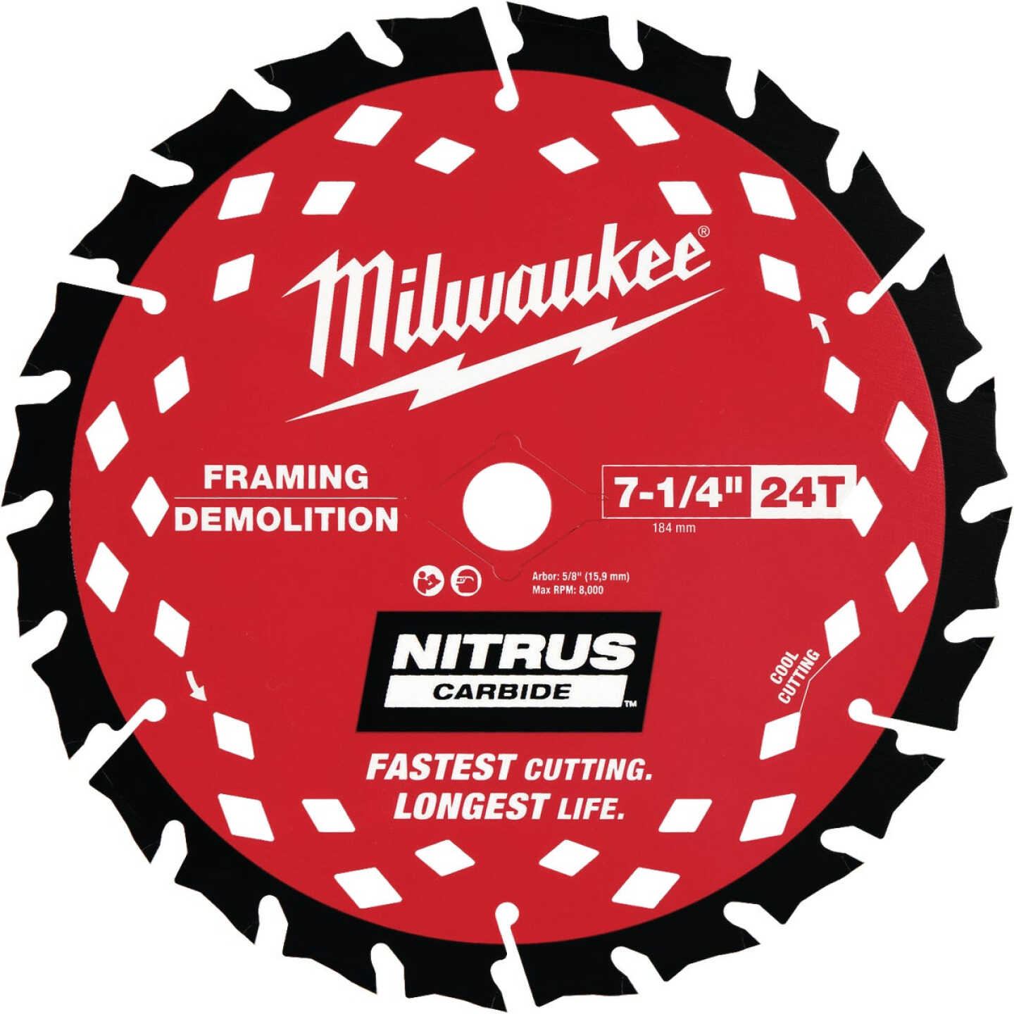 Milwaukee NITRUS 7-1/4 In. 24-Tooth Framing/Demolition Circular Saw Blade (10-Pack) Image 1