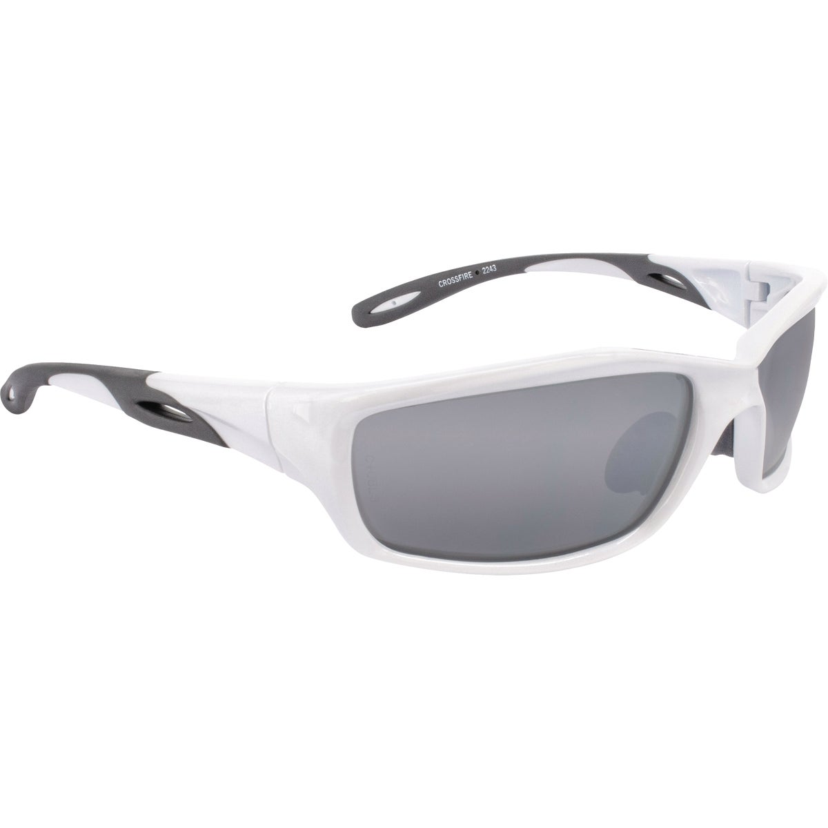 Crossfire Infinity Premium Pearl White Frame Safety Glasses with Silver Mirror Lens