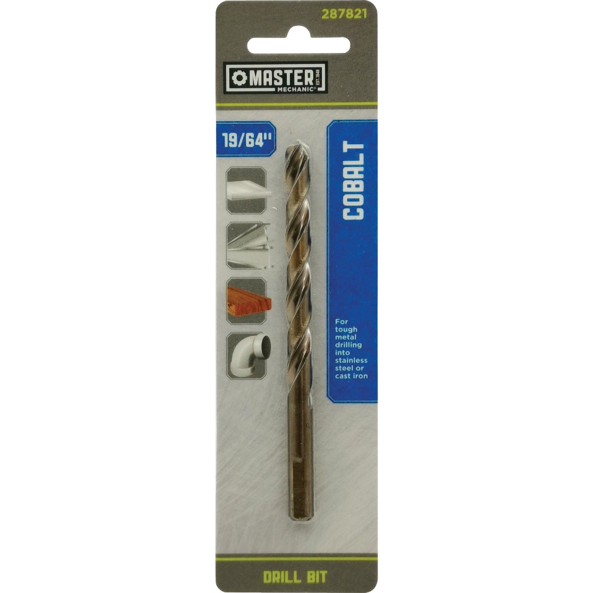 Master Mechanic 19/64 In. x 4-3/8 In. HSS with Cobalt Drill Bit Image 1