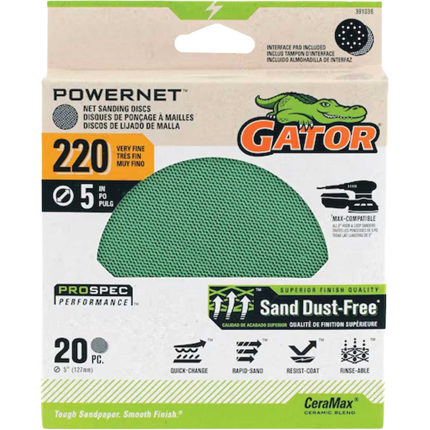 Gator 5 In. 220-Grit Mesh Sanding Disc (20-Pack) Image 1