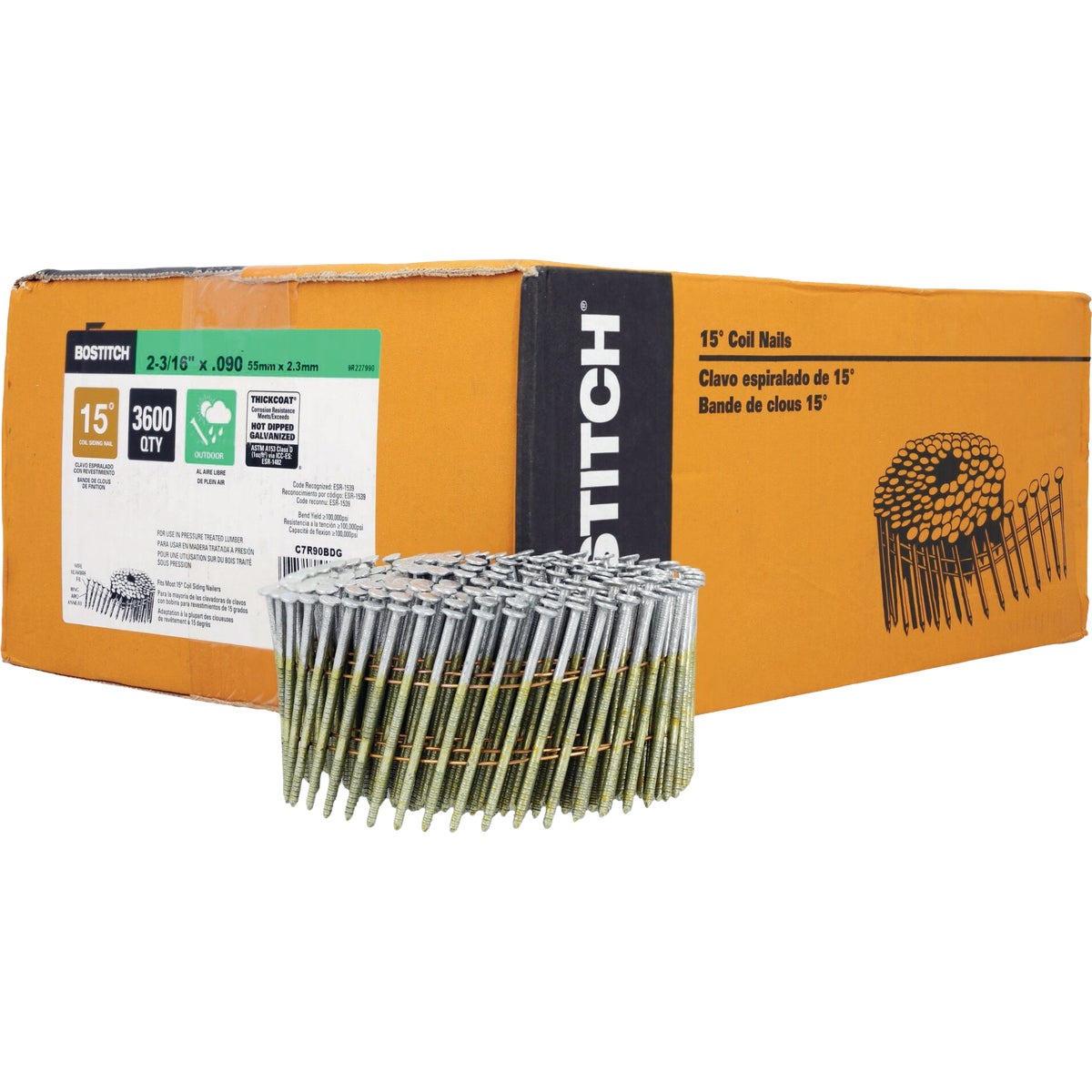 Bostitch 2-3/16 In. x 0.092 In. 15 Deg. Ring Shank Galvanized Siding Nails (3600-Count)