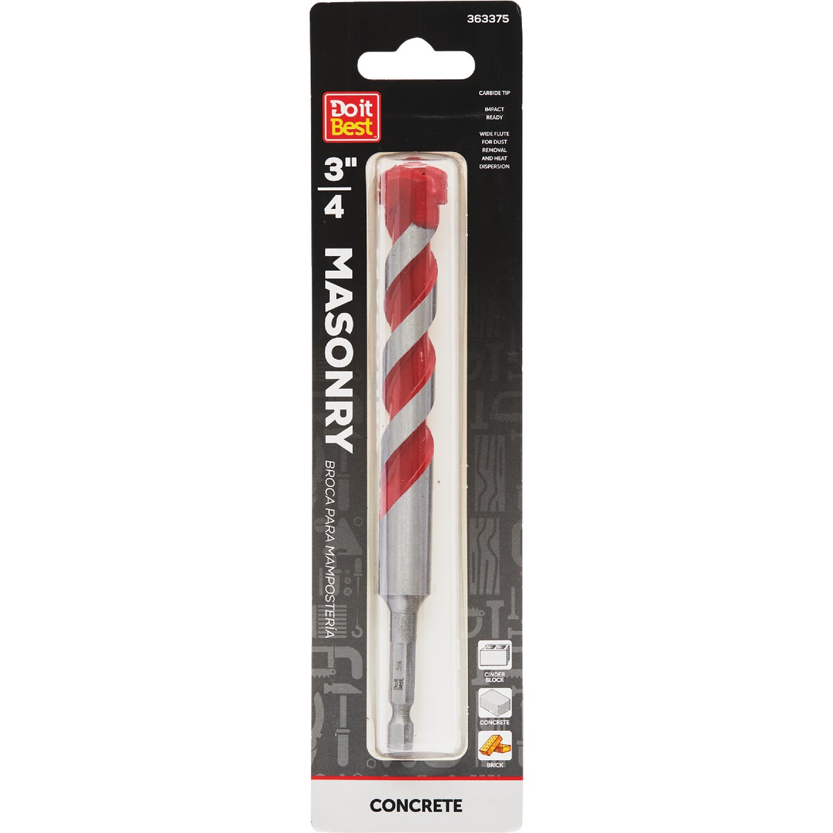 Do it Best 3/4 In. x 6 In. Impact Ready Carbide Masonry Drill Bit Image 1