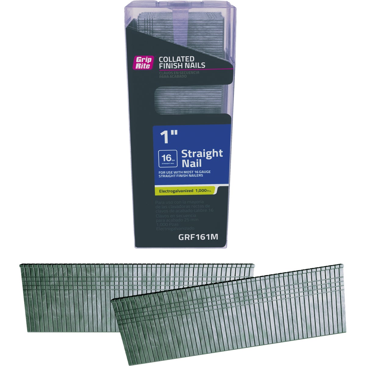 Grip-Rite 1 In. 16 ga Electrogalvanized Straight Collated Finishing Nail (1000-Count)