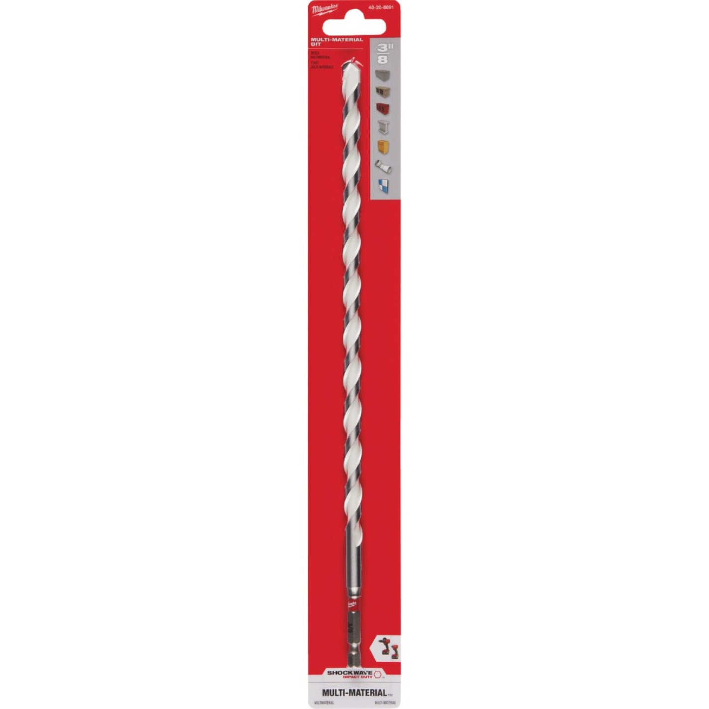 Milwaukee SHOCKWAVE 3/8 In. x 12 In. Impact Duty Carbide Multi-Material Hex Shank Drill Bit Image 7