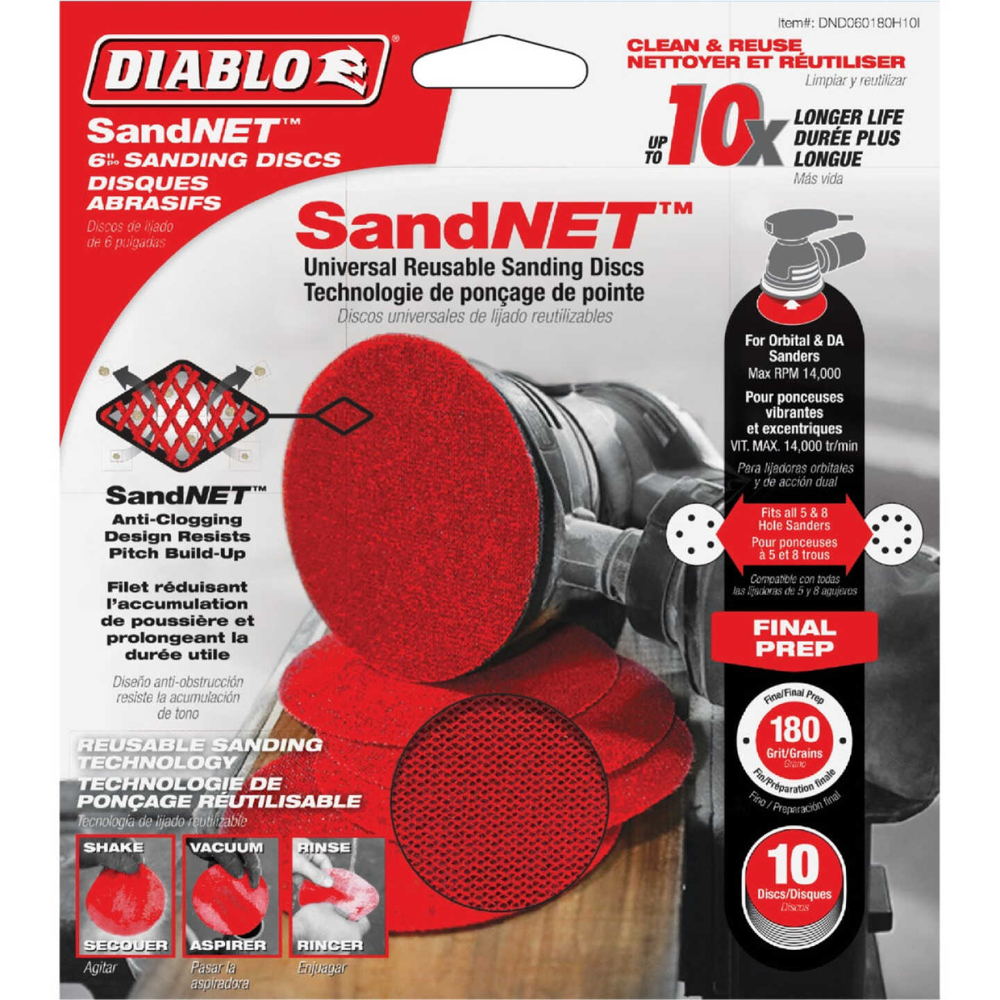 Diablo SandNet 6 In. 180 Grit Sanding Disc with Connection Pad (10-Pack) Image 1