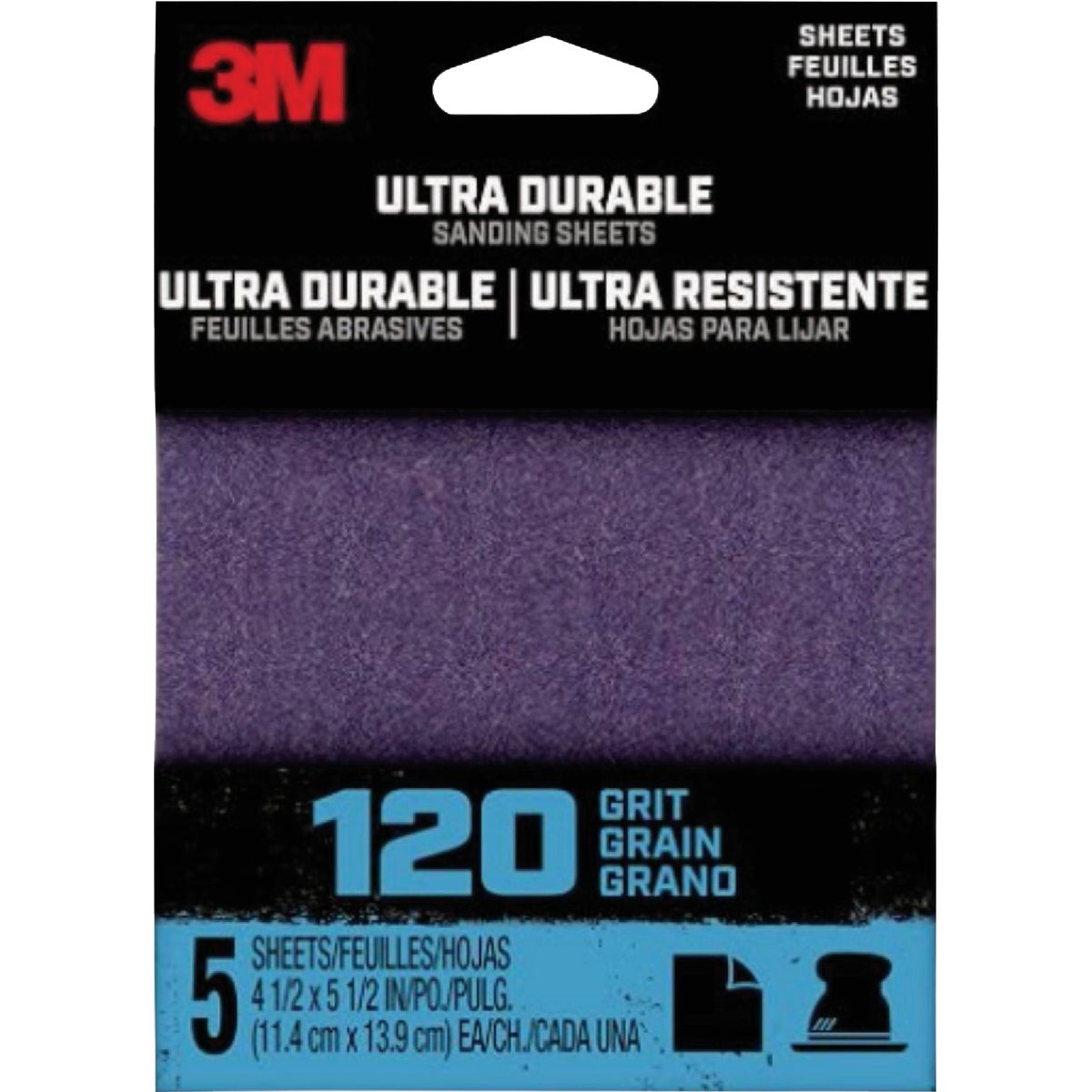 3M Ultra Durable 120-Grit 1/4 Power Sanding Sheet