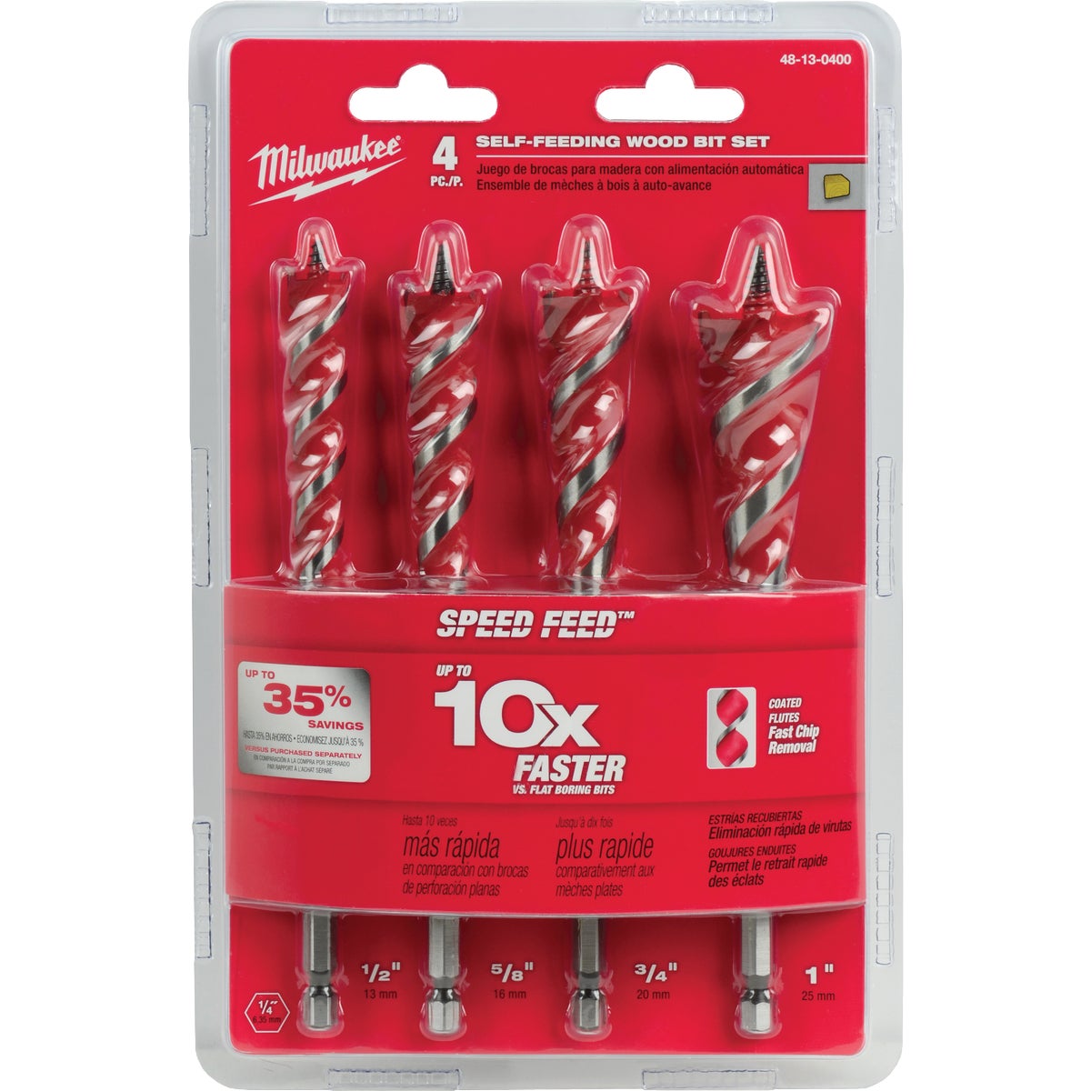 Milwaukee SPEED FEED 4-Piece Auger Bit Set Image 5