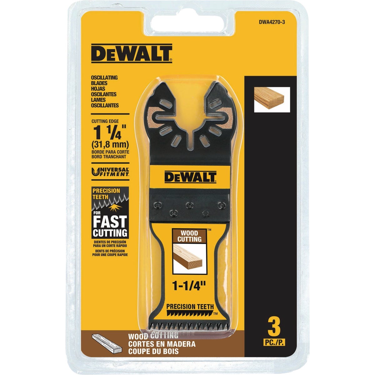 DEWALT 1-1/4 In. HCS Precision Tooth Oscillating Tool Blade (3-Pack) Image 3