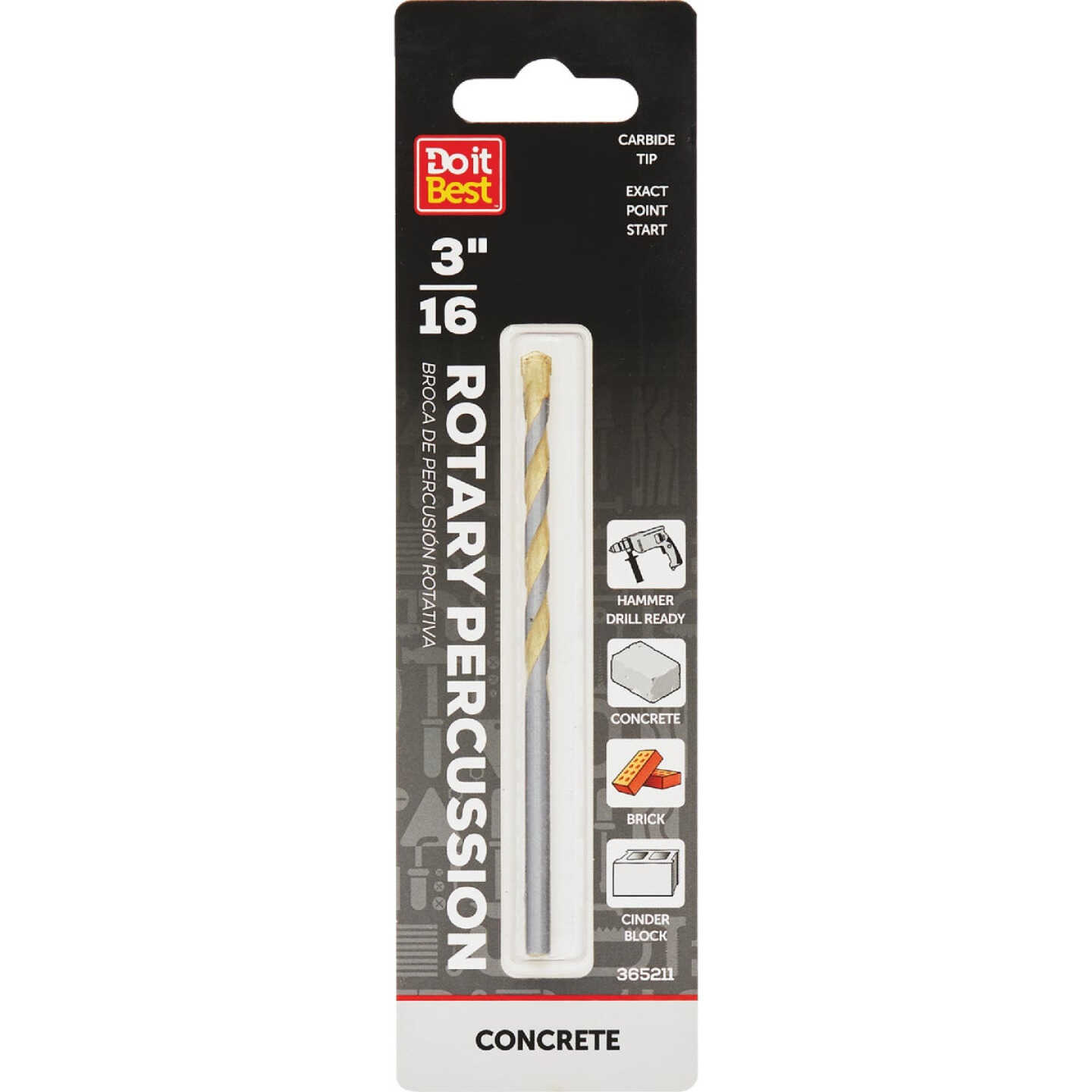 Do it Best 3/16 In. x 4 In. Rotary Percussion Masonry Drill Bit Image 1