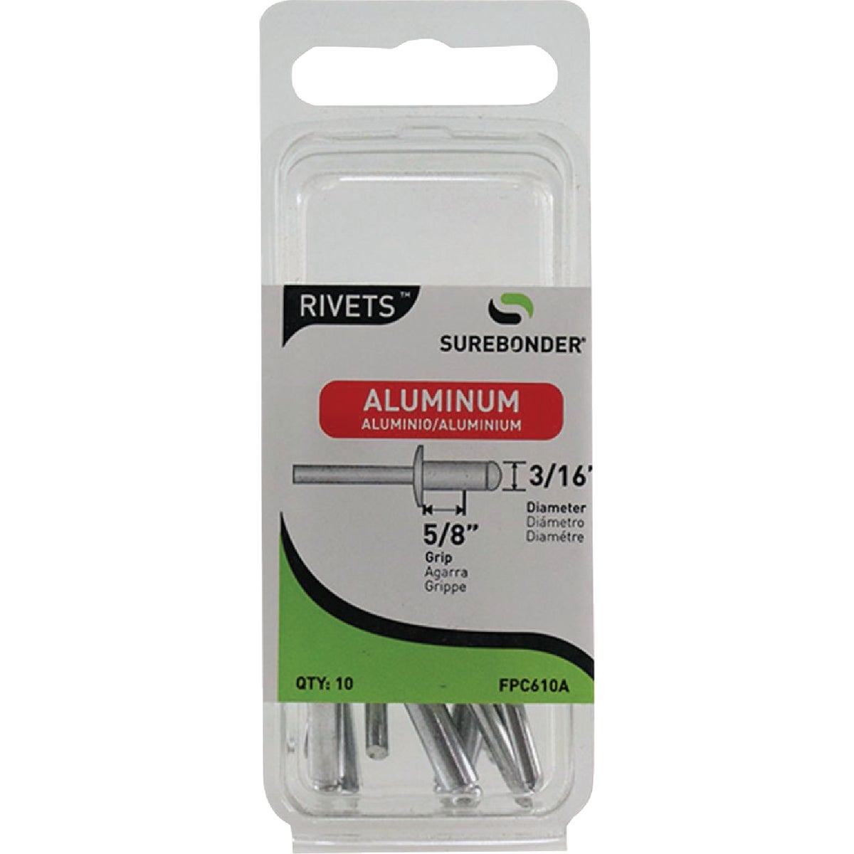Surebonder 3/16 In. x 5/8 In. Aluminum Rivet (10-Pack)