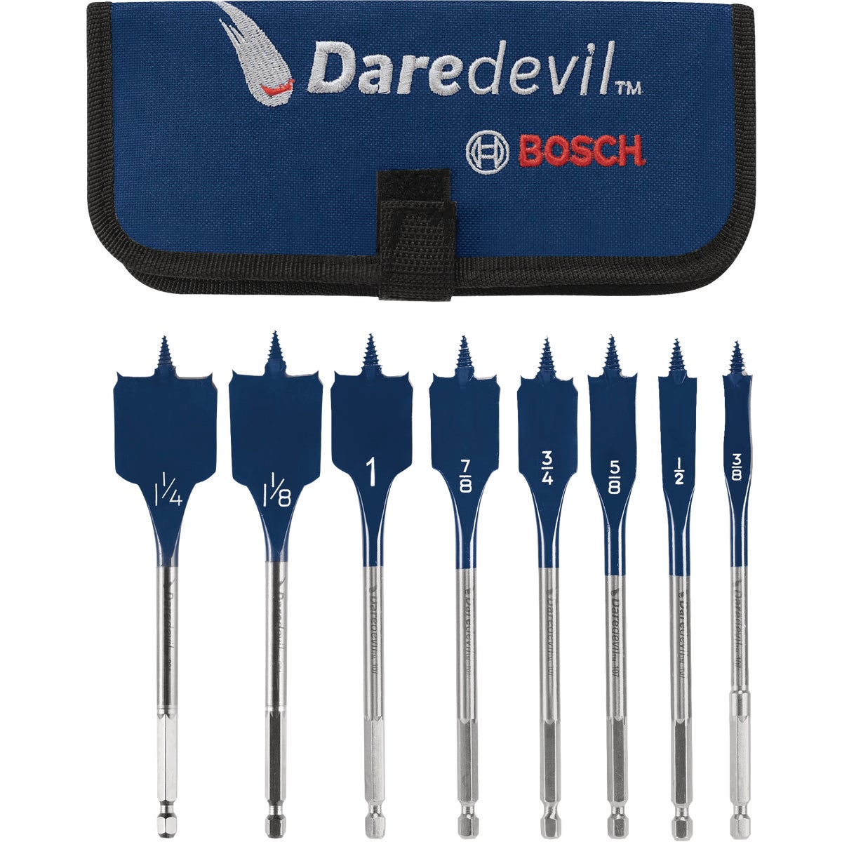Bosch Daredevil Standard Spade Bit Set with Pouch (8-Piece)
